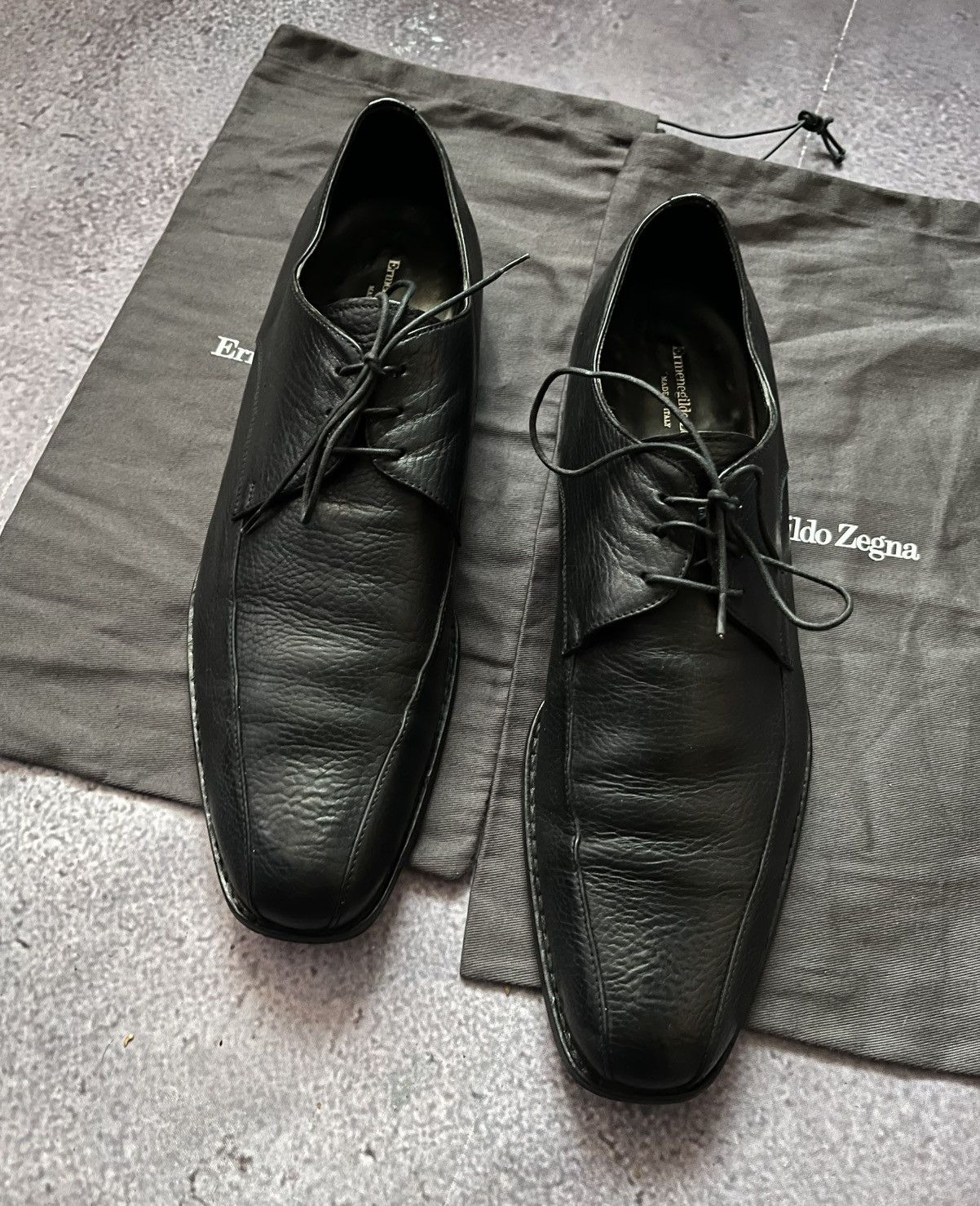 Ermenegildo Zegna Ermenegildo Zegna Black Leather Lace up Dress Shoe Size US 10 / EU 43 - 2 Thumbnail