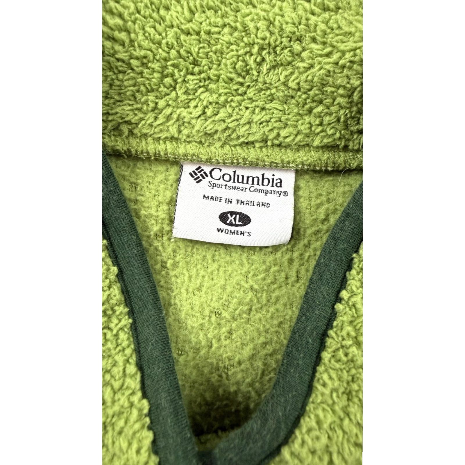 Vintage Columbia Sweater Womens XL Green V-Neck Fleece Pullover Sherpa Cozy Casual Shirt? Size XL / US 12-14 / IT 48-50 - 5 Thumbnail