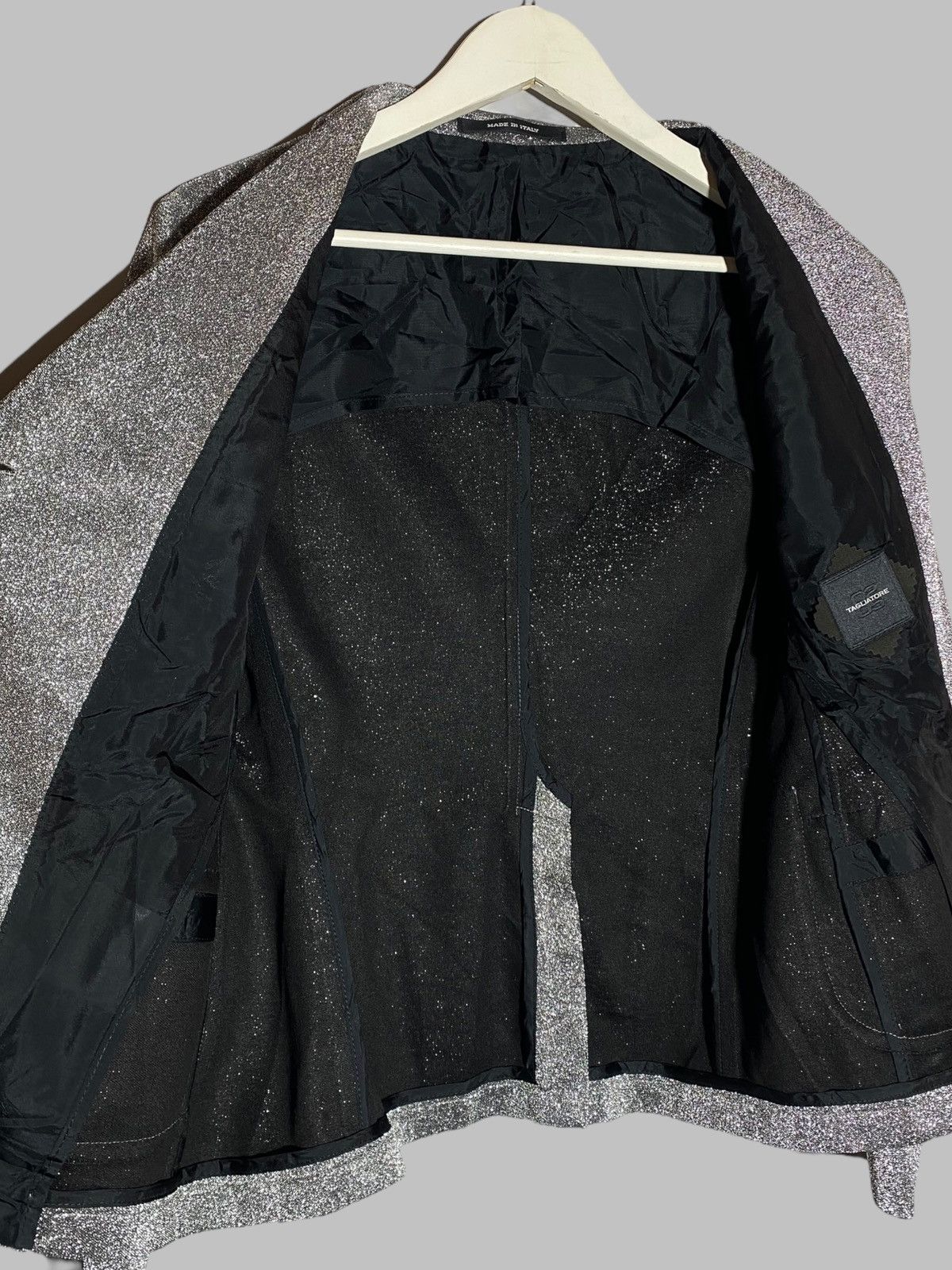 Tagliatore Tagliatore Women’s Glitter Silver Blazer Jacket Size L / US 10 / IT 46 - 18 Thumbnail