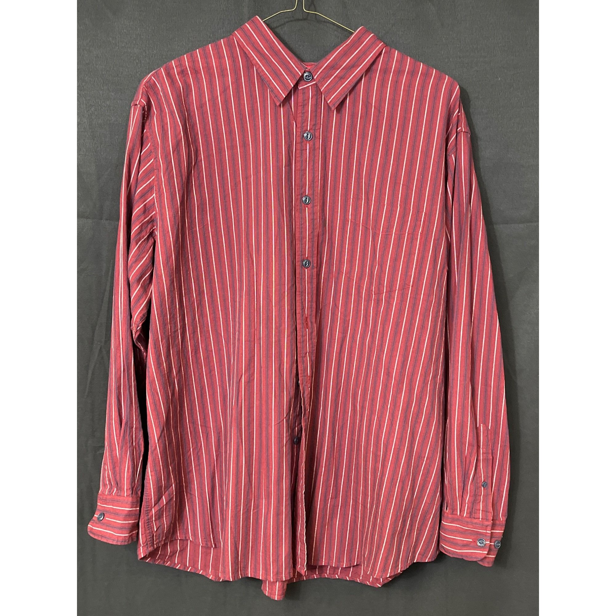 Dockers Dockers SKU 7622 Red Striped Button Up Long Sleeve Shirt Siz Size US XL / EU 56 / 4 - 1 Thumbnail