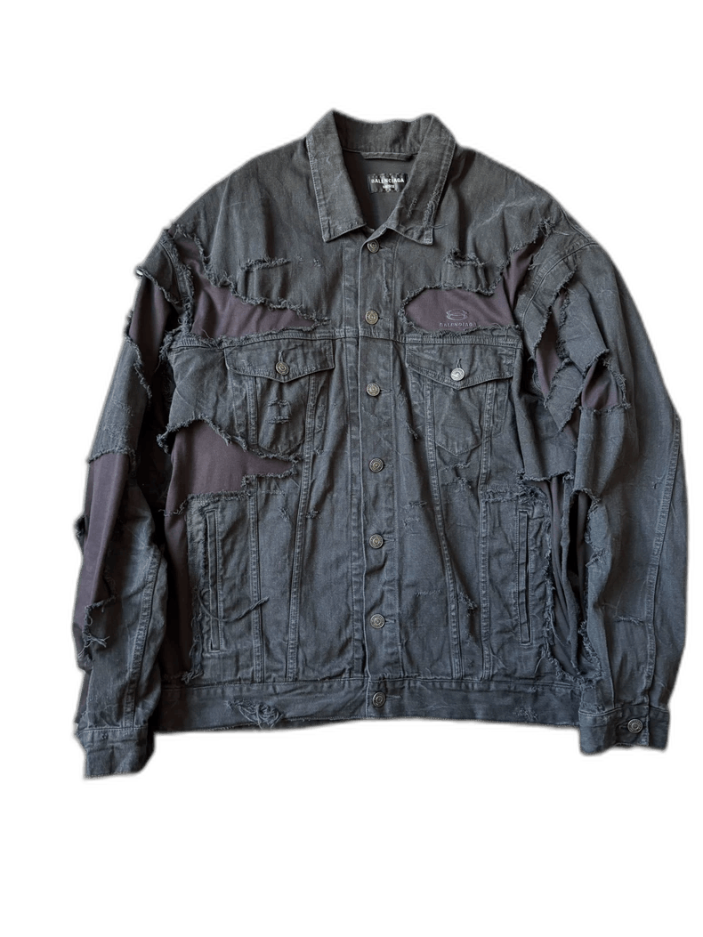 Balenciaga Balenciaga Distressed Denim Jacket for Men-2505 Size US S / EU 44-46 / 1 - 1 Thumbnail