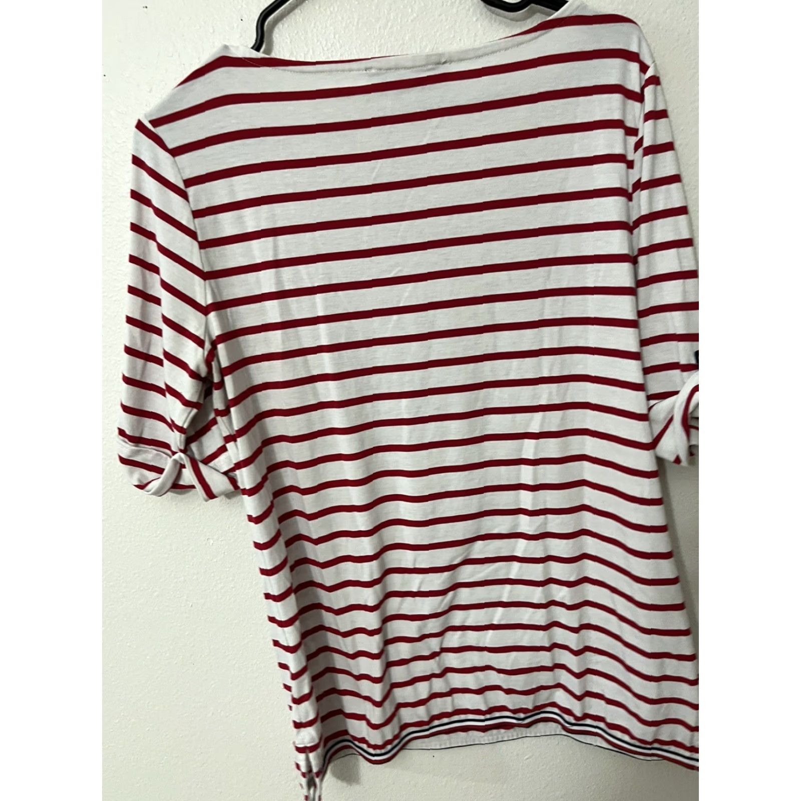 Tommy Hilfiger TOMMY HILFIGER Womens T-Shirt Size M White Red Striped Short Sleeve Side Zip Size M / US 6-8 / IT 42-44 - 2 Thumbnail
