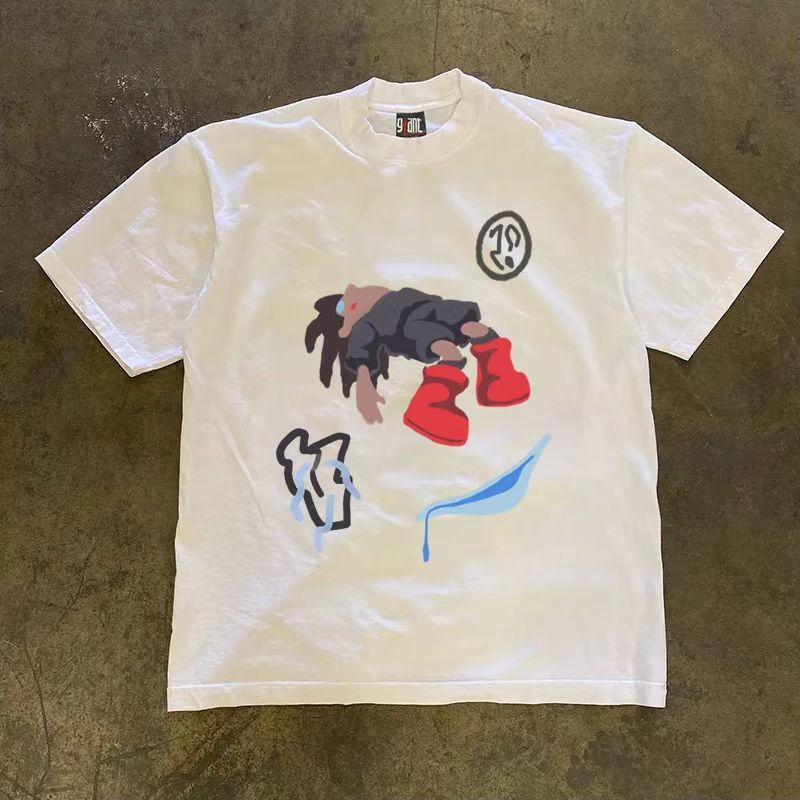 Japanese Brand × Vintage Street casual washed trendy boy print loose t-shirt Size US M / EU 48-50 / 2 - 1 Thumbnail
