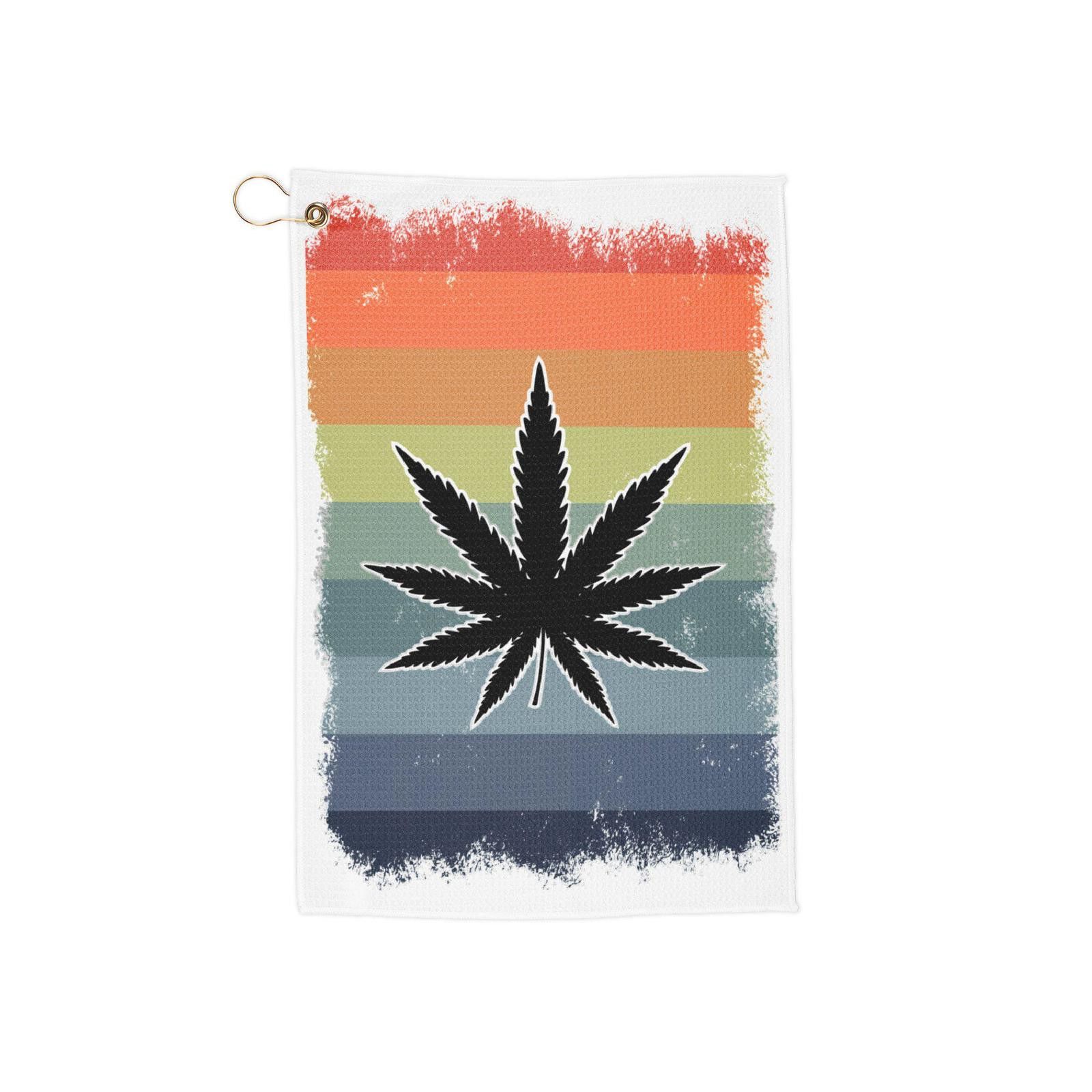Designer Colorful Cannabis Golf Towels, Perfect for Gift for Smokers Size ONE SIZE - 1 Thumbnail