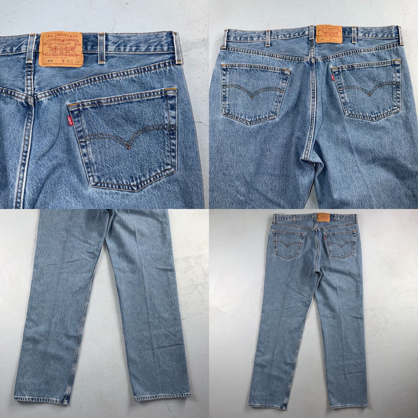 Levi's VINTAGE Levis 501 Jeans XX Straight Leg Blue Light Wash 42x34 Act 40x34 Y2K 90s USA Mens Size US 42 / EU 58 - 10 Thumbnail