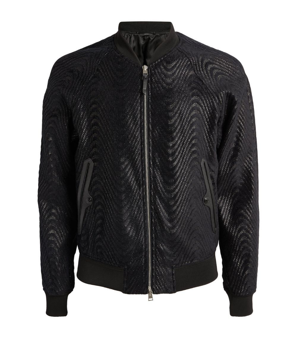 o1w1db10824 Lurex Wave Bomber Jacket in Black Menswear