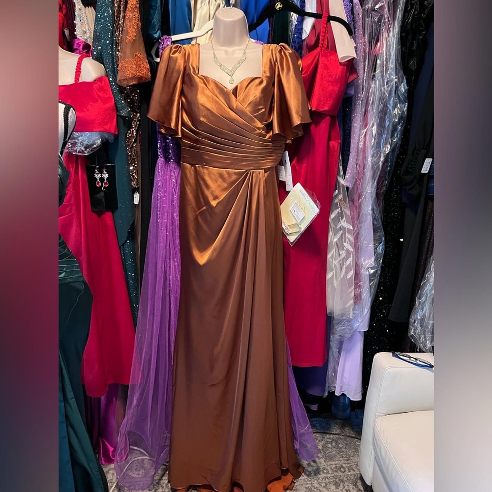 Other Elegant Brown Evening Gown Size L / US 10 / IT 46 - 1 Thumbnail