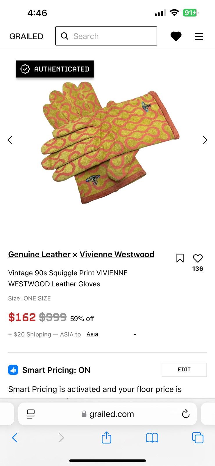 Genuine Leather Vivienne Westwood Vintage 90s Squiggle Print Leather Gloves Size ONE SIZE - 6 Thumbnail