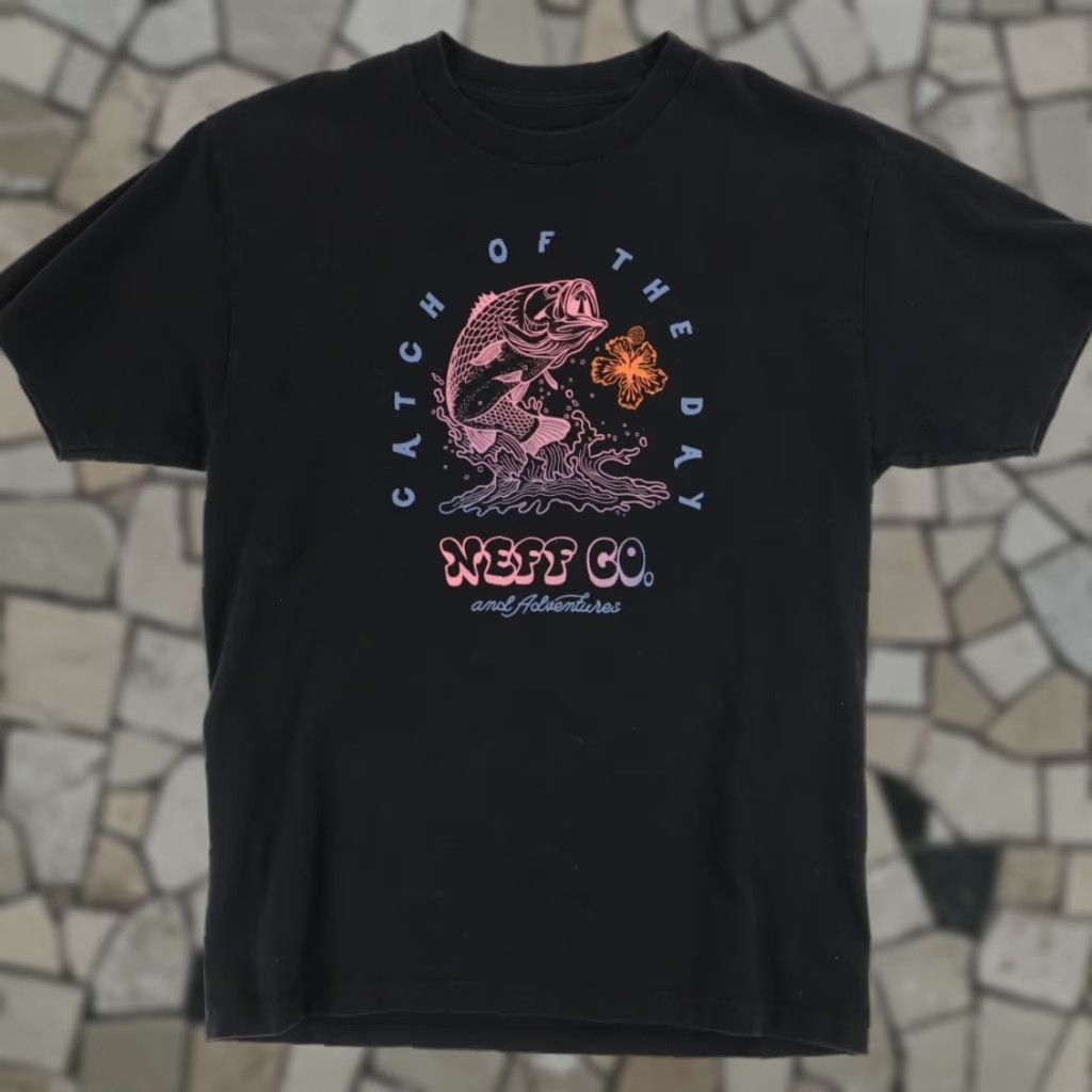 Vintage Neff Bass Fishing Solid T-Shirt Black Men's L Size US L / EU 52-54 / 3 - 1 Thumbnail
