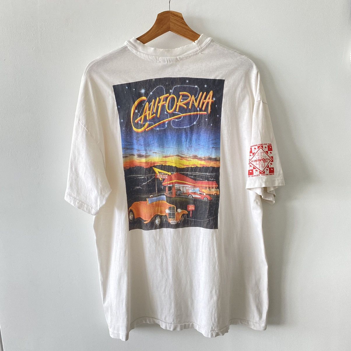 image of 1990X Clothing Vintage 90's Distressed In N Out Burger California Tee in White, Men's (Size XL)
