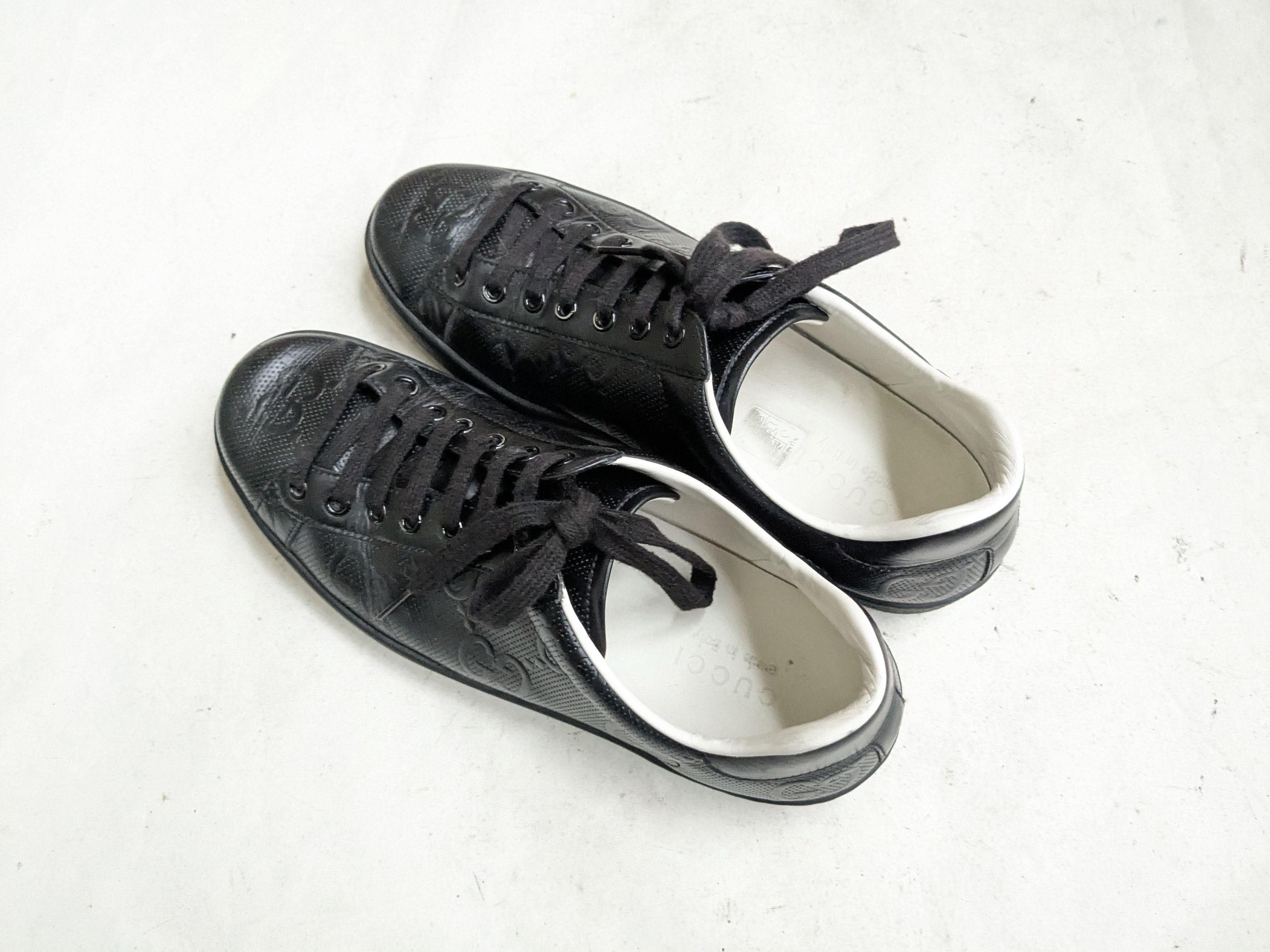 Gucci Gucci Ace Sneakers 8.5 Black Leather Monogram GG Logo Size US 8.5 / EU 41-42 - 10 Thumbnail