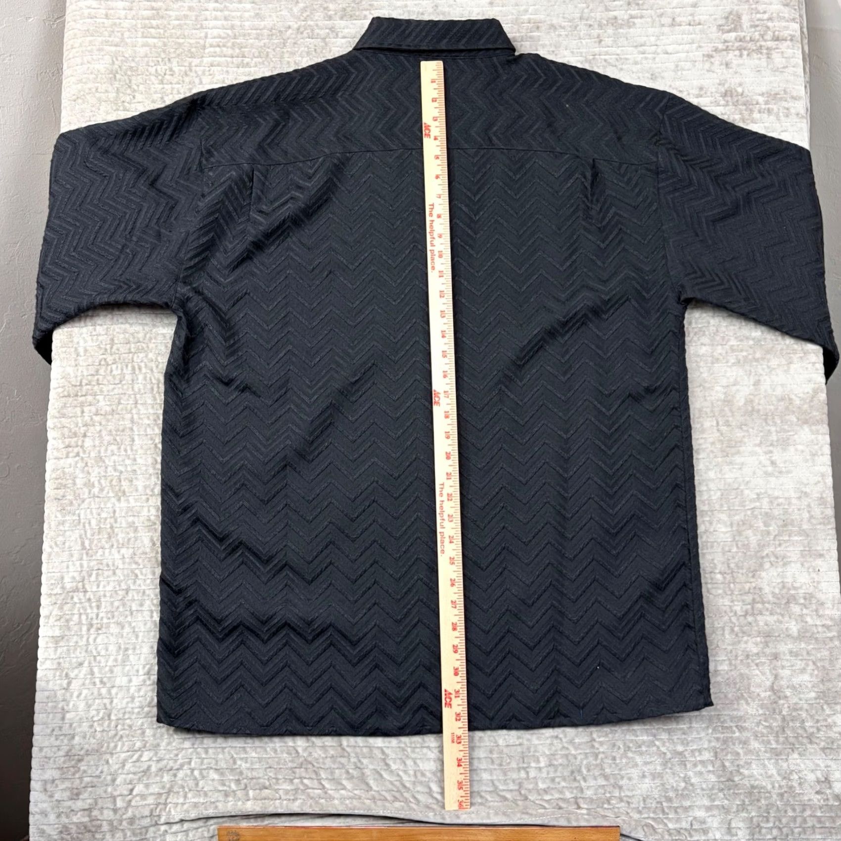 Vintage Le Monde Homme Couture XL Black Textured Chevron Button Down Shirt Long Sleeve Size US XL / EU 56 / 4 - 7 Thumbnail
