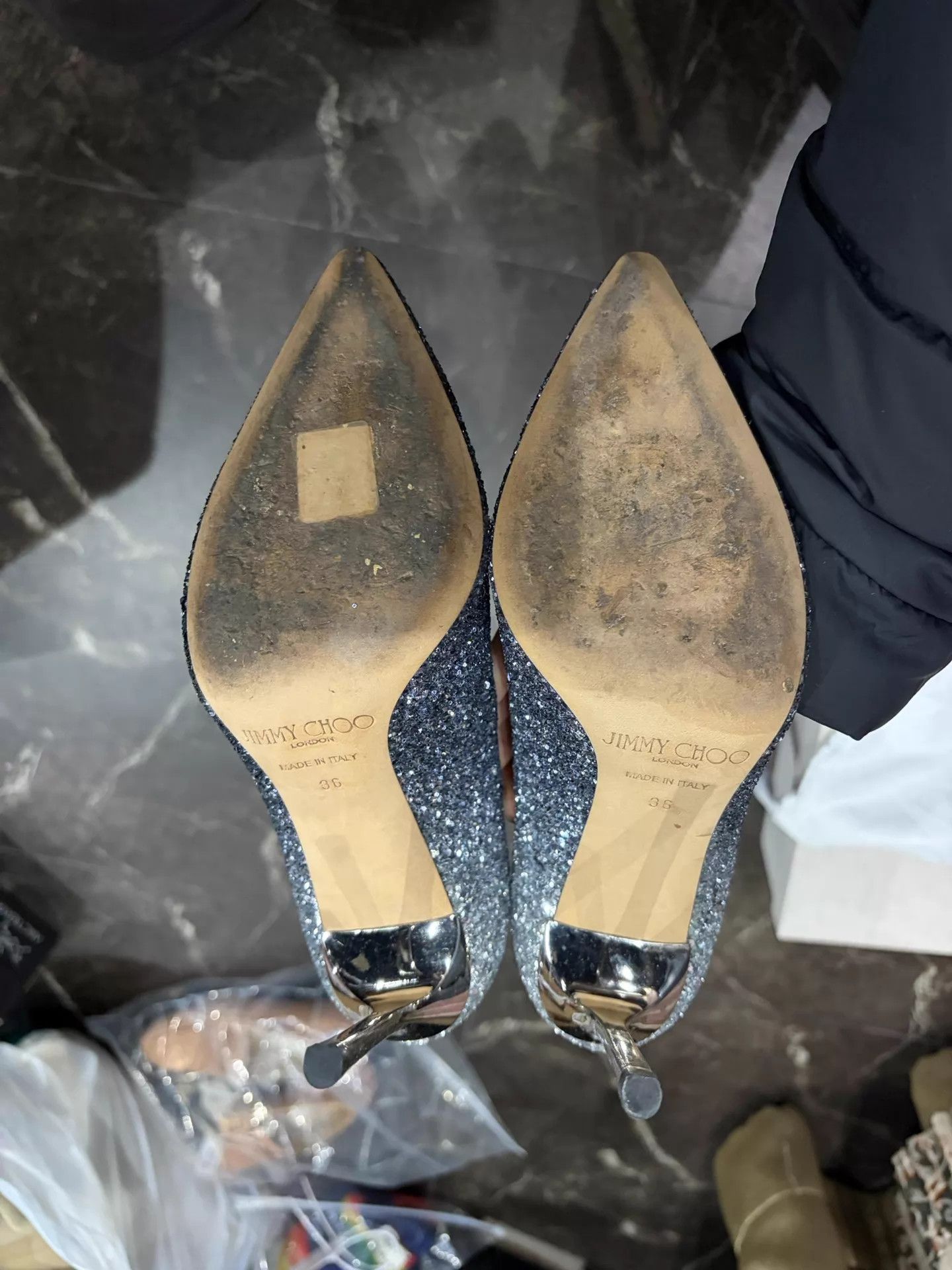 Jimmy Choo JIMMY CHOO Women's ROMY Silver Ombre Glitter 10cm Heels Size US 5.5 / IT 35.5 - 5 Thumbnail