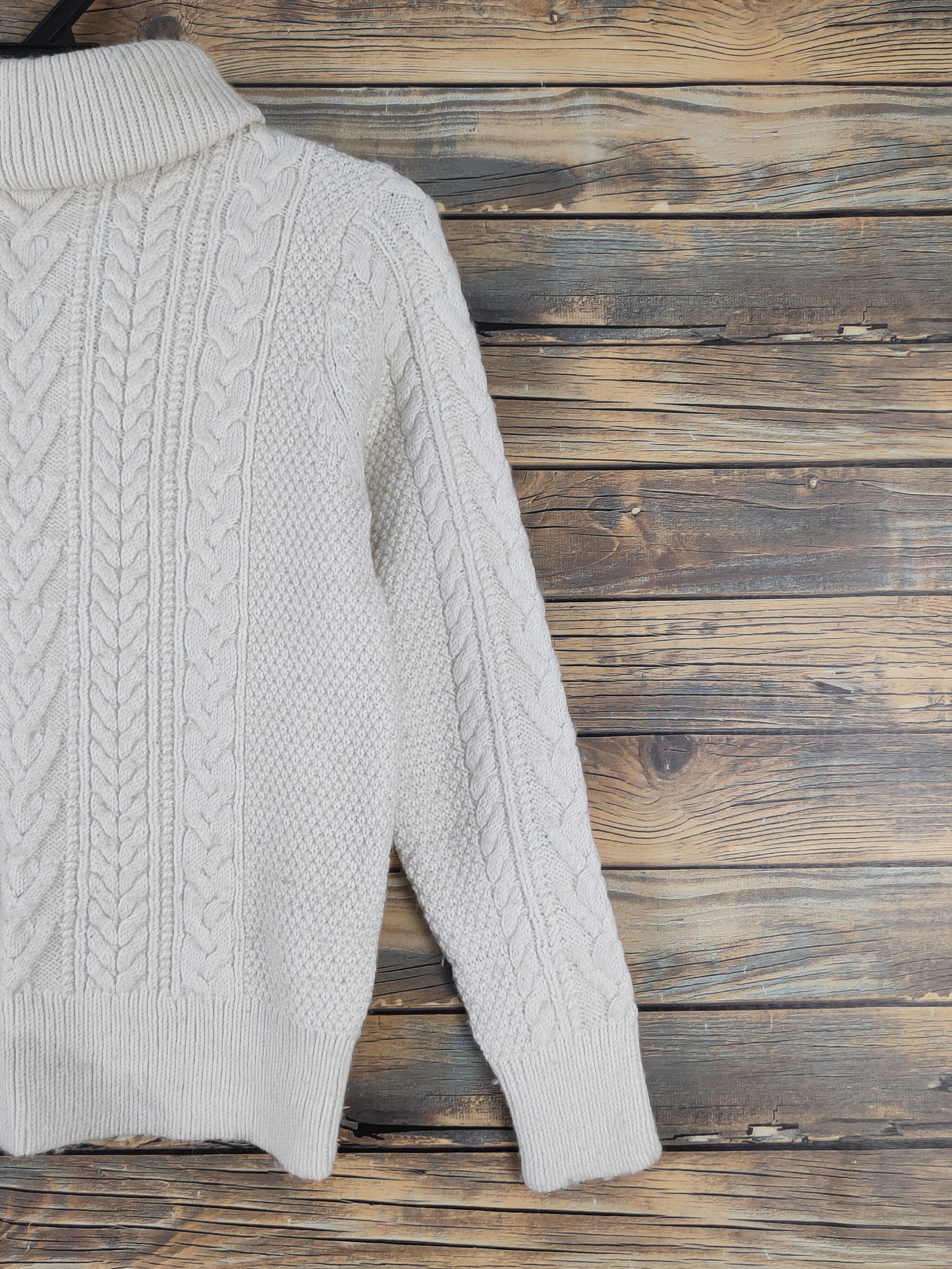 Aran Isles Knitwear × Global Work × Japanese Brand Global Work Cream Knitwear Sweatshirts #W1239 Size S / US 4 / IT 40 - 5 Thumbnail