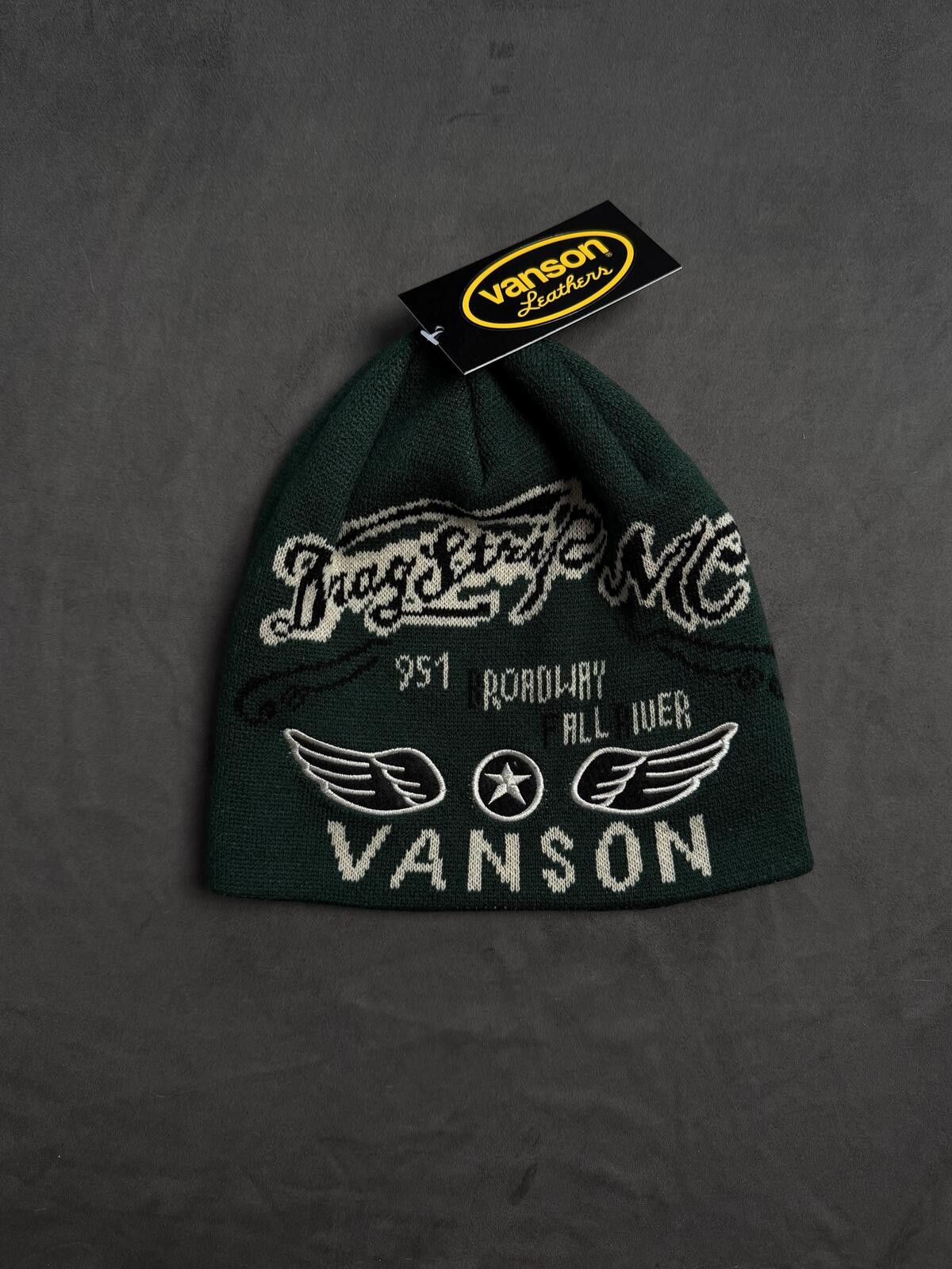 Vanson Leathers Vtg Vanson Leathers No Cuff Knit Beanie Hat Green Size ONE SIZE - 1 Thumbnail