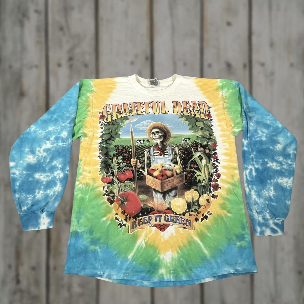 Fruit Of The Loom VINTAGE Grateful Dead Shirt Mens L Long Sleeve Tie Dye Keep It Green 1998 Size US L / EU 52-54 / 3 - 1 Thumbnail