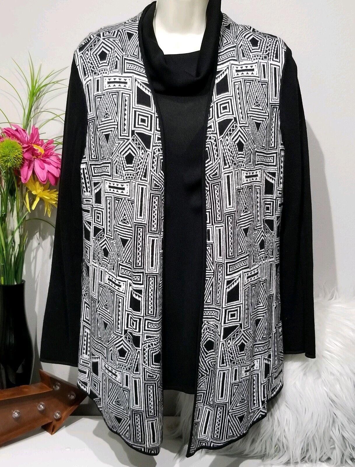 Chicos Chicos Size 2 Sweater Geometric Black And White Size Large Size XS / US 0-2 / IT 36-38 - 1 Thumbnail