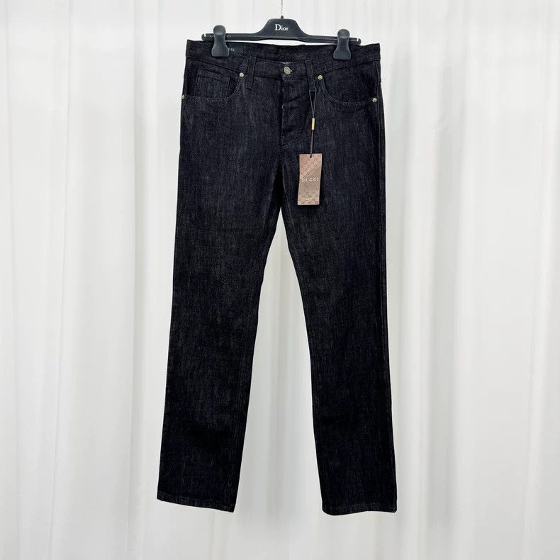 Gucci Gucci Old-fashioned leather brand black washed jeans Size US 30 / EU 46 - 1 Thumbnail