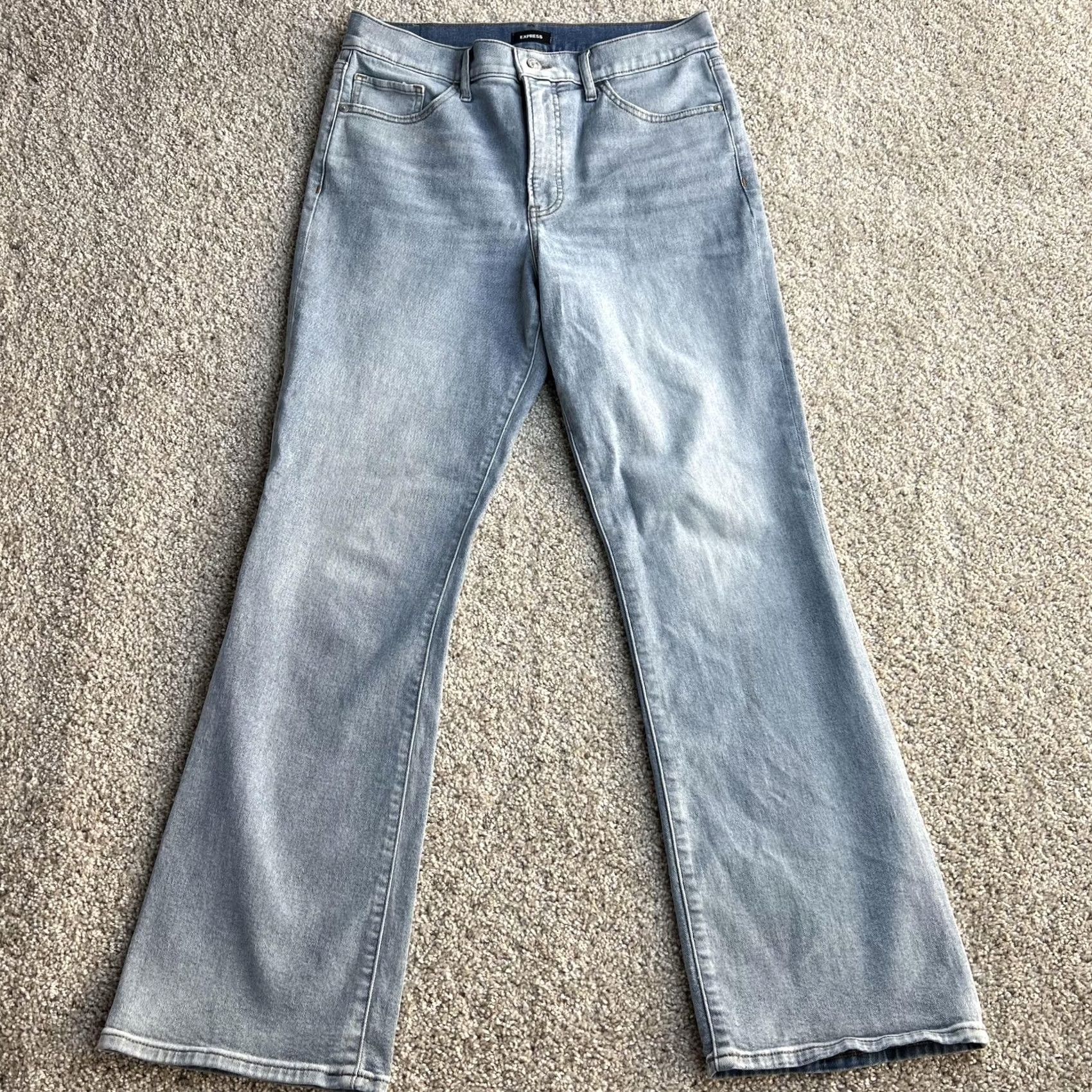 Express Express '90s Bootcut Jeans Womens 10R Light Wash Blue High Rise Stretch Denim Size 32" / US 10 / IT 46 - 3 Thumbnail