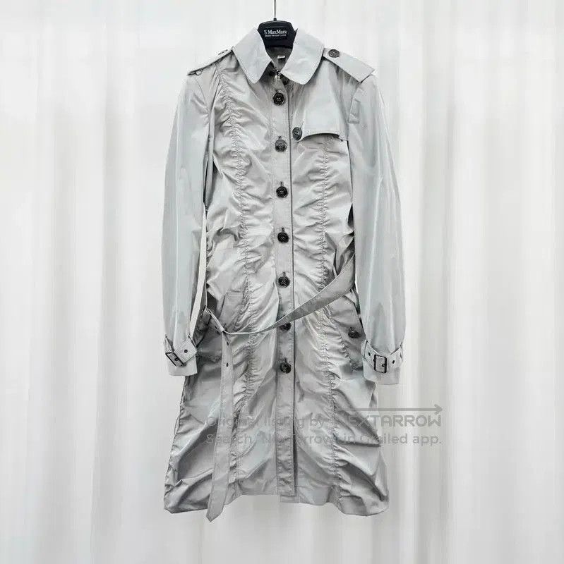 Burberry Burberry Long Silver Pleated Trench Coat. Size L / US 10 / IT 46 - 1 Thumbnail