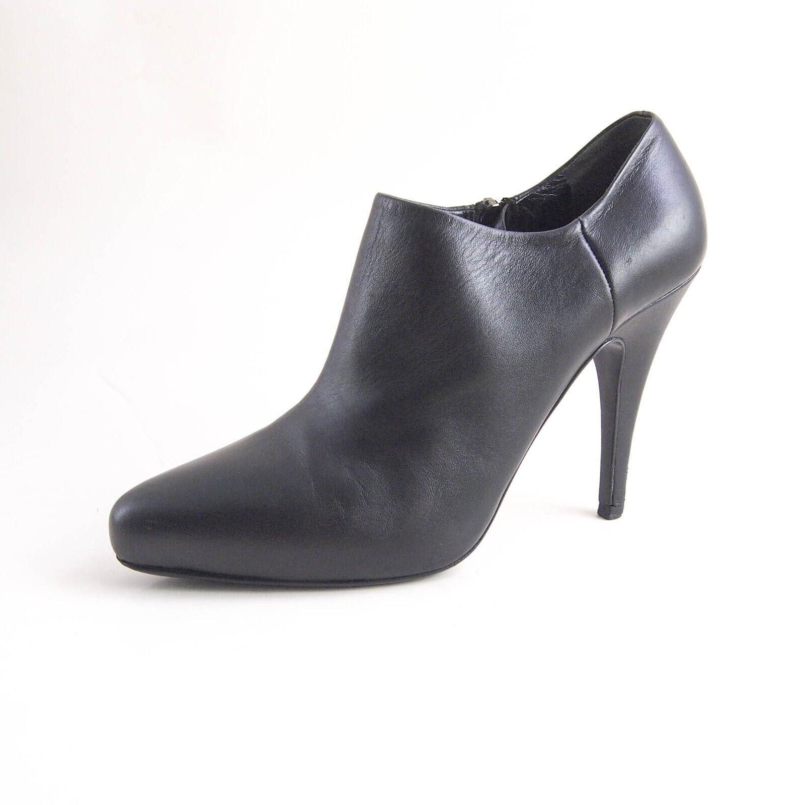 Prada Prada High Heel Booties Black Leather Size US 37.5 EU 7.5 Size US 7.5 / IT 37.5 - 1 Thumbnail