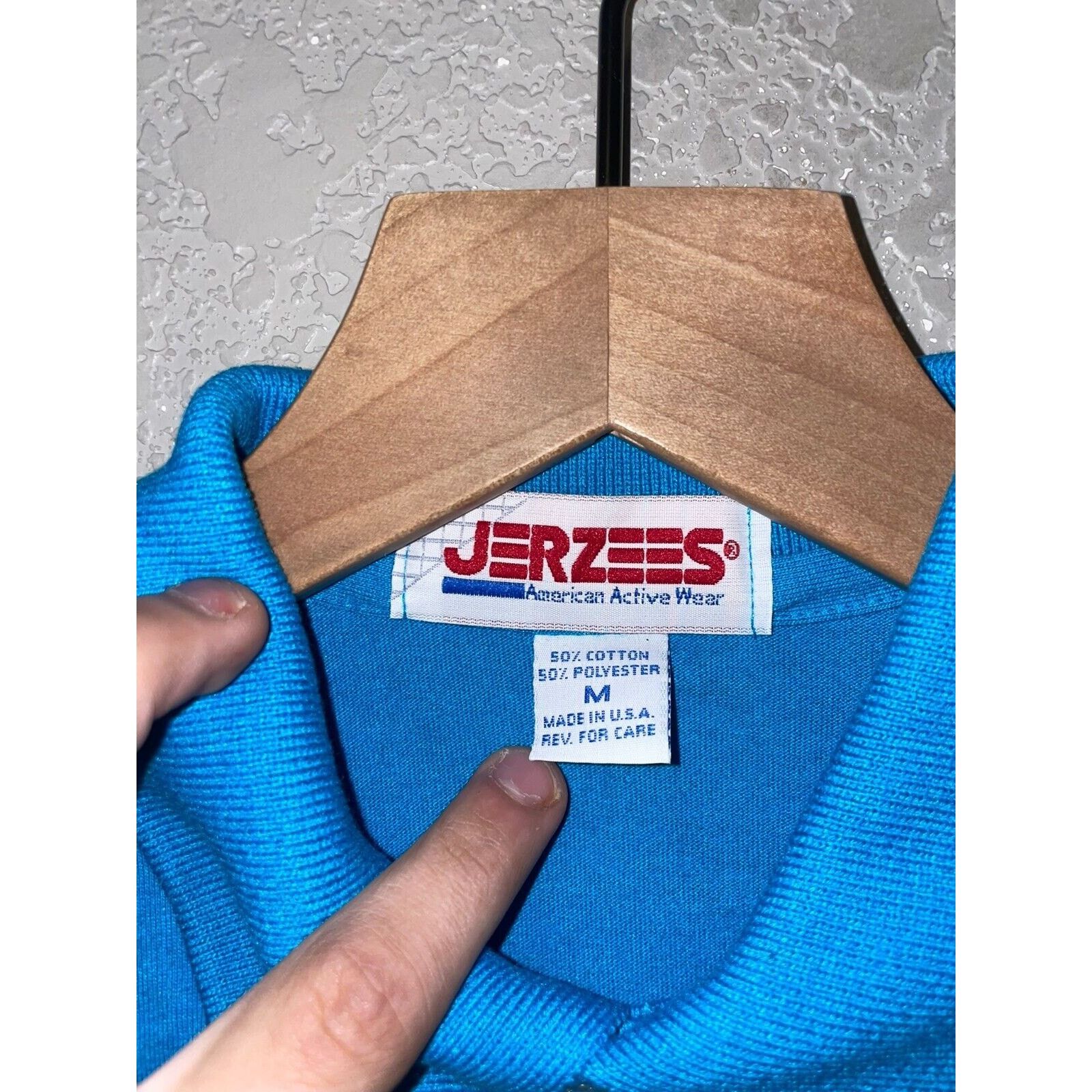 Jerzees Vintage Blue Blank Polo Shirt American Active Wear VTG M 90s Size US M / EU 48-50 / 2 - 8 Thumbnail