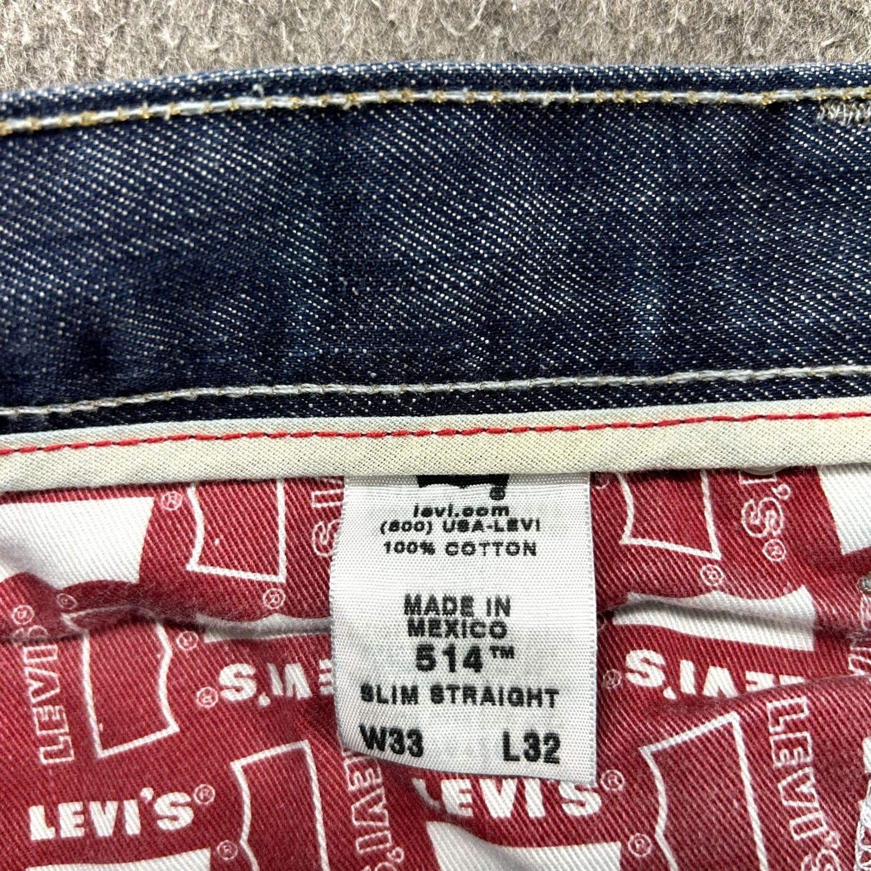 Levi's VINTAGE Levi's 514 Jeans Mens 33x32 Blue Straight Slim Fit Dark Wash Cotton 90s Mens Jeans Regular 5-Pocket Design Blue Levi's 500 Series Size US 33 - 4 Thumbnail