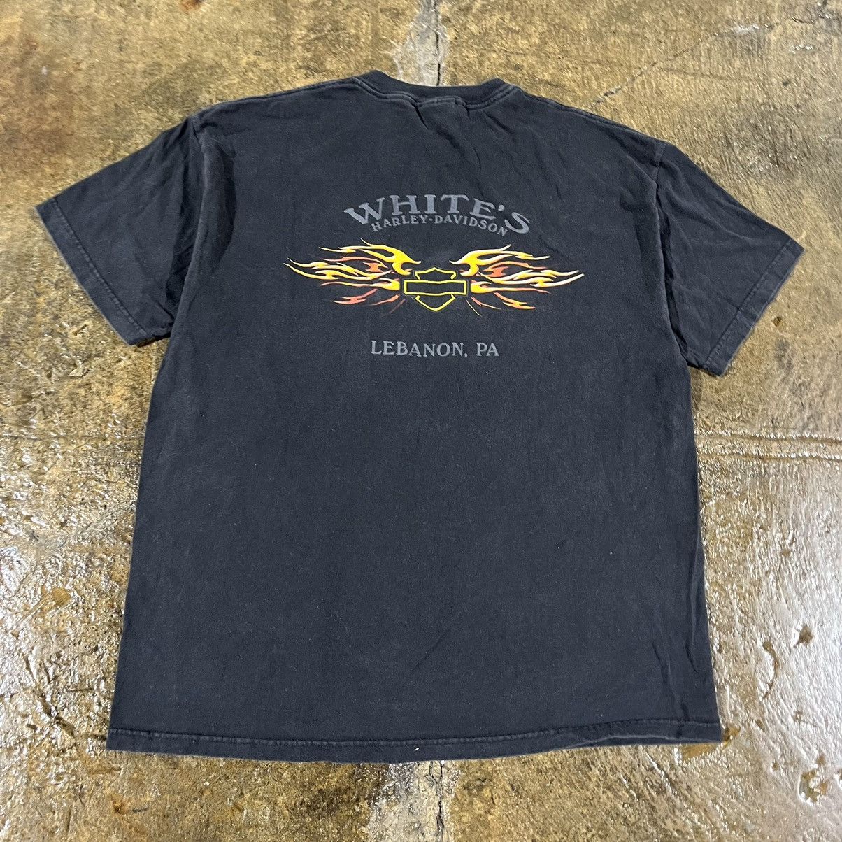 Harley Davidson × Vintage Crazy Vintage Harley Davidson Flame Biker Logo Tee Shirt Size US XL / EU 56 / 4 - 6 Thumbnail