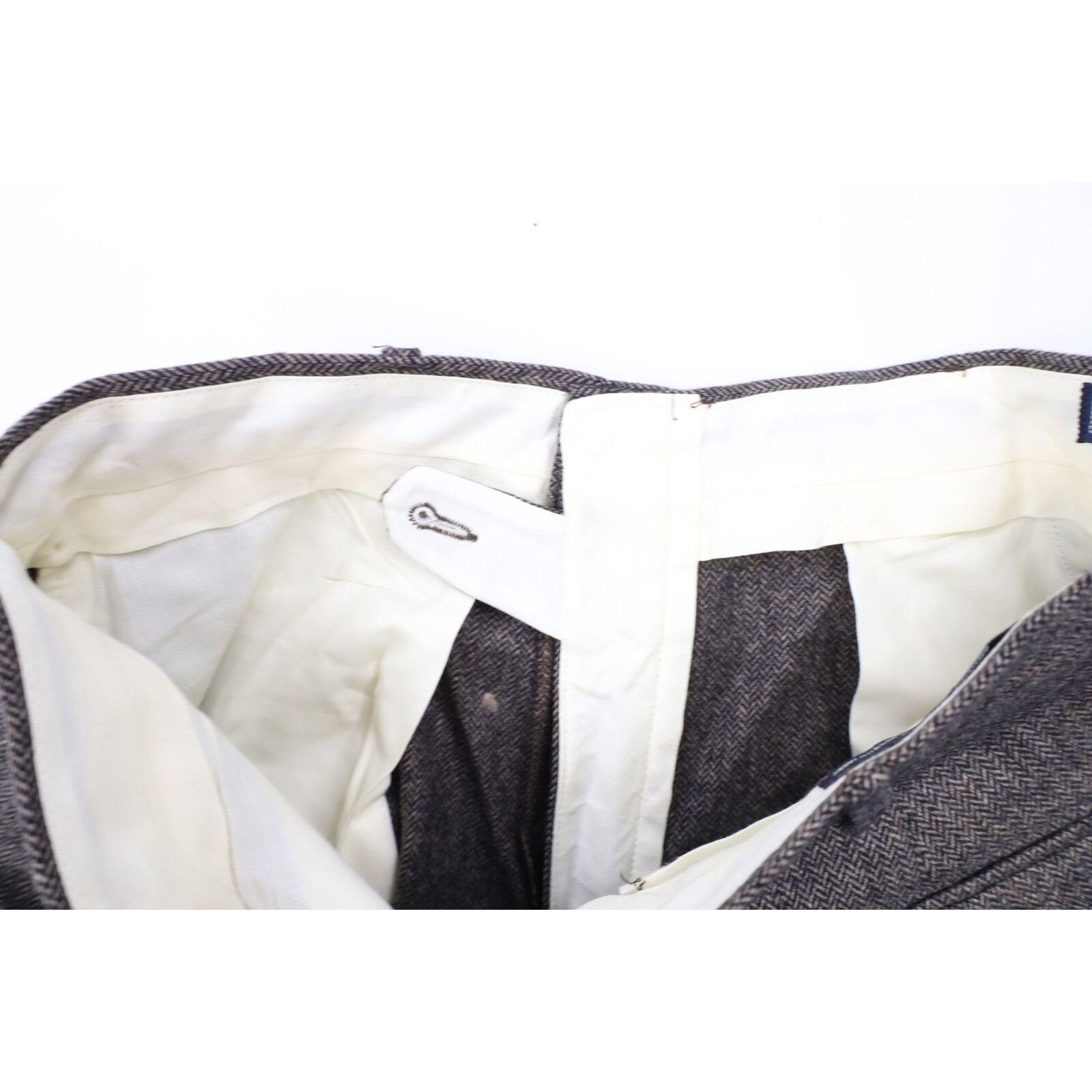 Ralph Lauren × Vintage Vintage 80s Ralph Lauren Unhemmed Wool Herringbone Pants Size US 30 / EU 46 - 14 Thumbnail