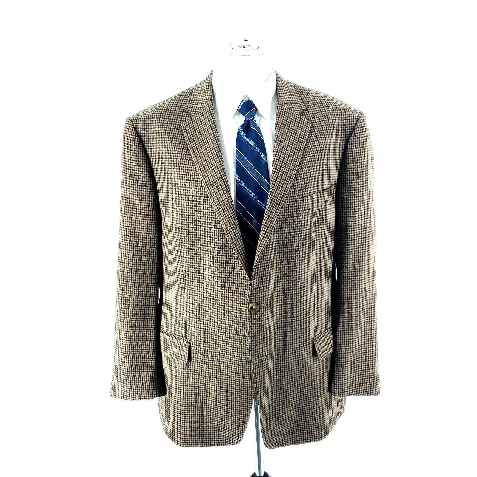 Hart Schaffner Marx Hart Schaffner Marx Wool 2 Button Sport Coat 46R Brown Plaid Size 46R - 3 Thumbnail