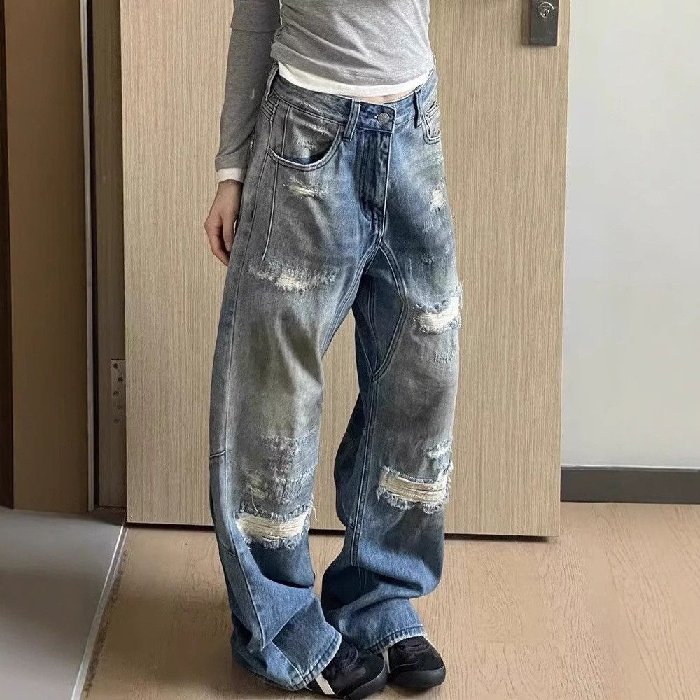 Japanese Brand × Jean Baggy Jeans Fake Holes Size US 29 - 4 Thumbnail