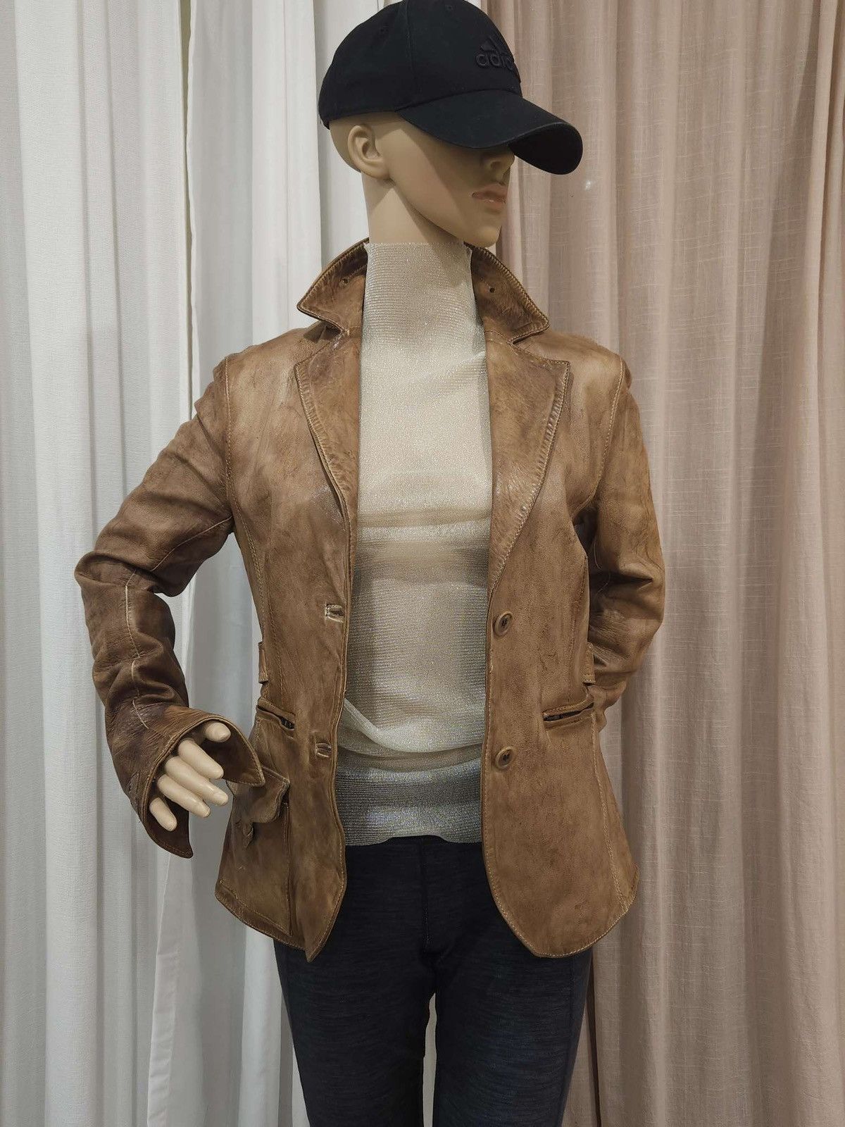 Vintage Super Soft Real Leather Distressed Patina Jacket By Blur Size M / US 6-8 / IT 42-44 - 1 Thumbnail