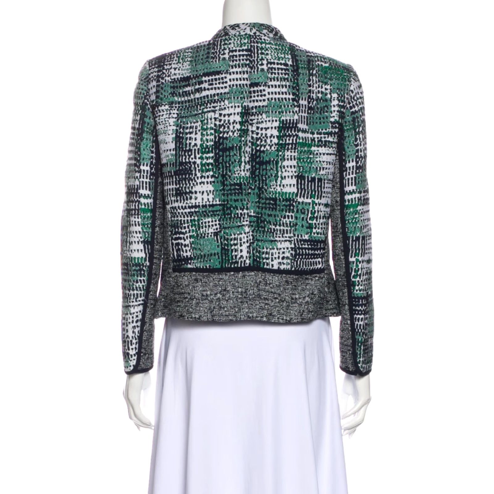Vintage VINTAGE Lafayette 148 Green Geometric Tweed PatternEvening Jacket Women's Full Zip Sz 10 NWT Size L / US 10 / IT 46 - 3 Thumbnail