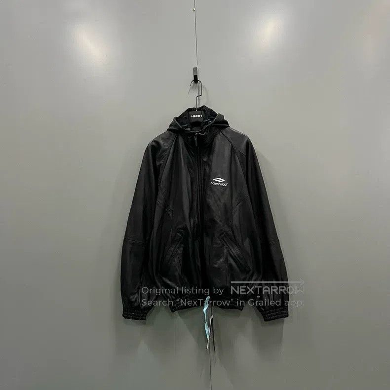 Balenciaga Balenciaga Black Embroidered Logo Leather Jacket Size US M / EU 48-50 / 2 - 1 Thumbnail