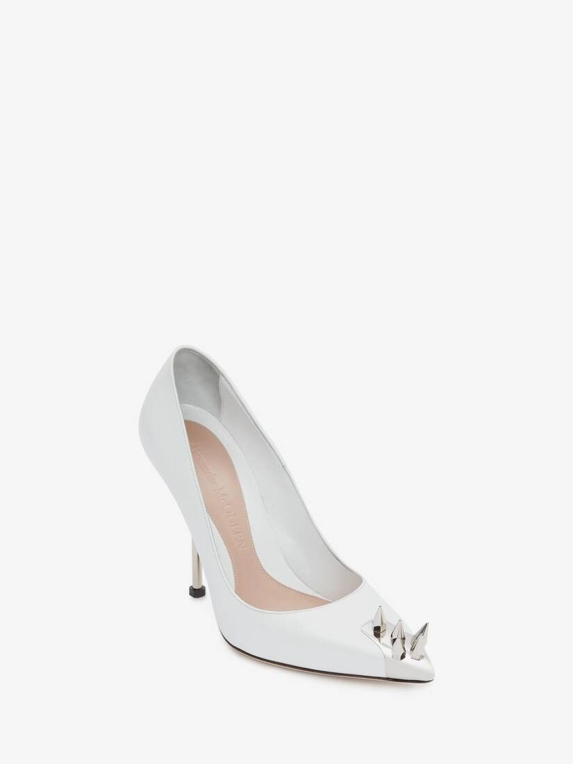 Alexander McQueen o1w1db10925 Punk Stud Pump in White/Silver Size US 7.5 / IT 37.5 - 3 Thumbnail
