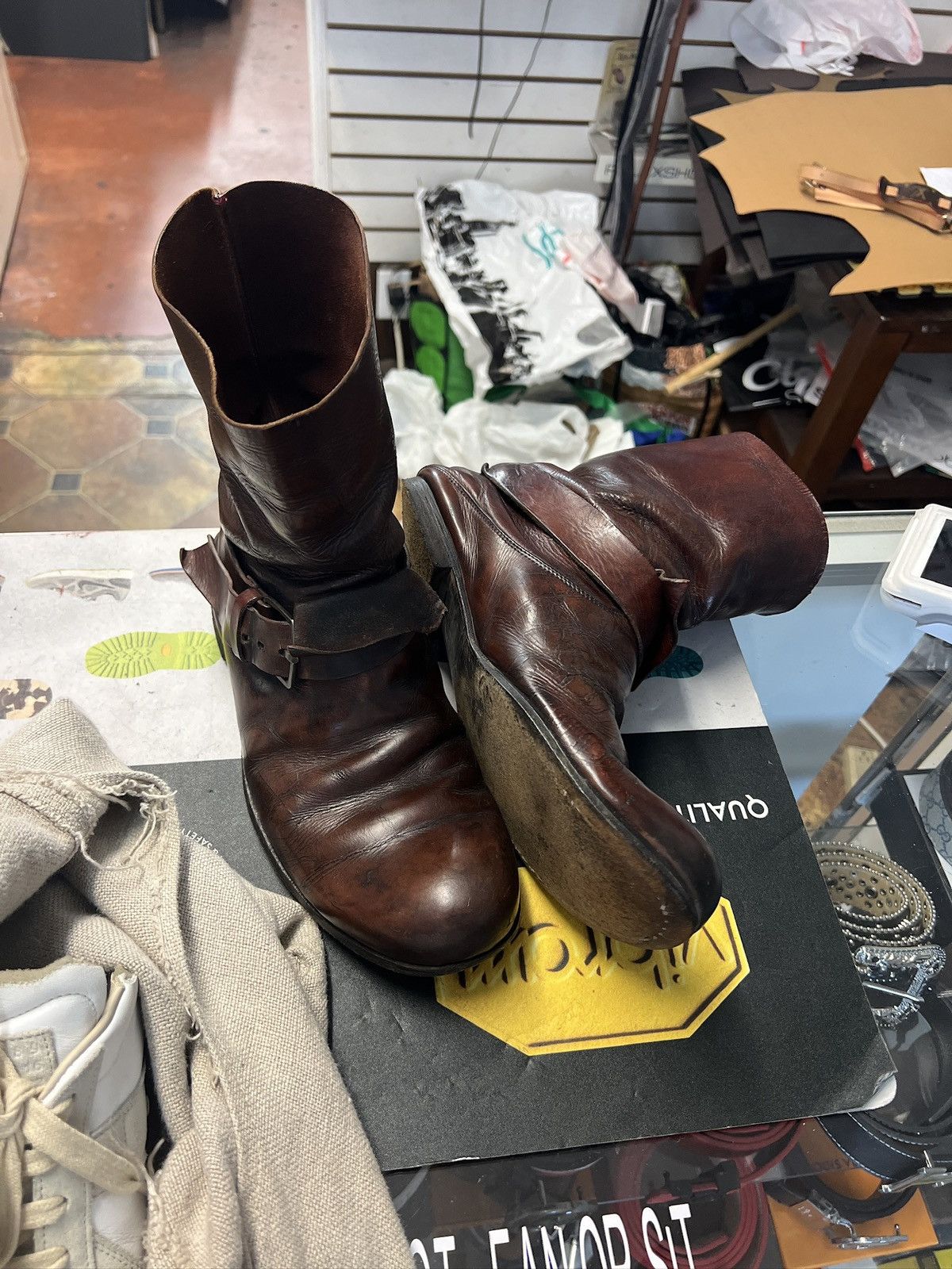 Pre-owned M.a+ Leather Engineer Boots In Brown