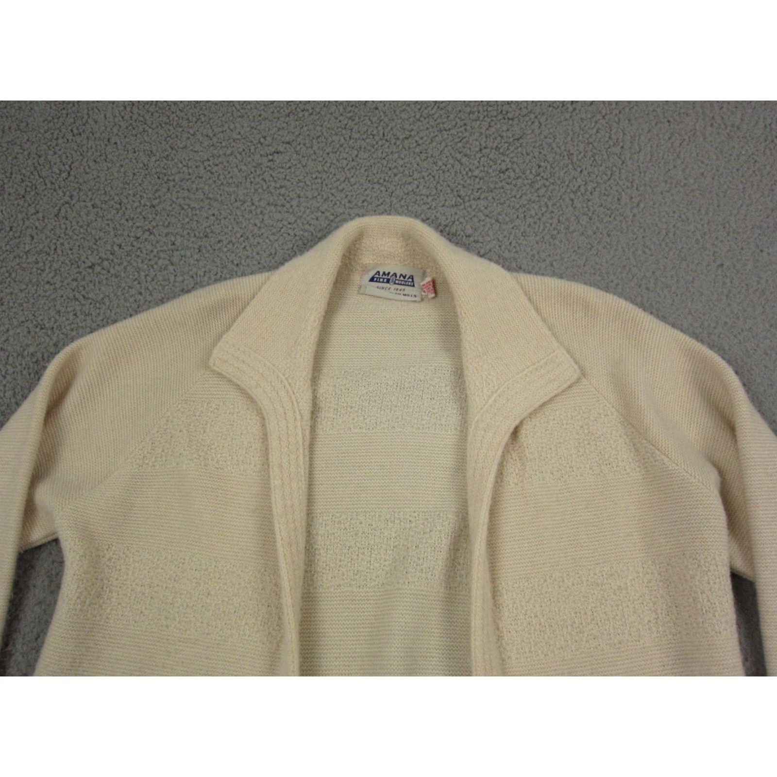 Vintage Amana Woolen Mills Open Cardigan Womens 42 L Ivory Wool Knit Sweater Cardigan Women Large Open Holly 42 L Cotton? Size L / US 10 / IT 46 - 2 Thumbnail