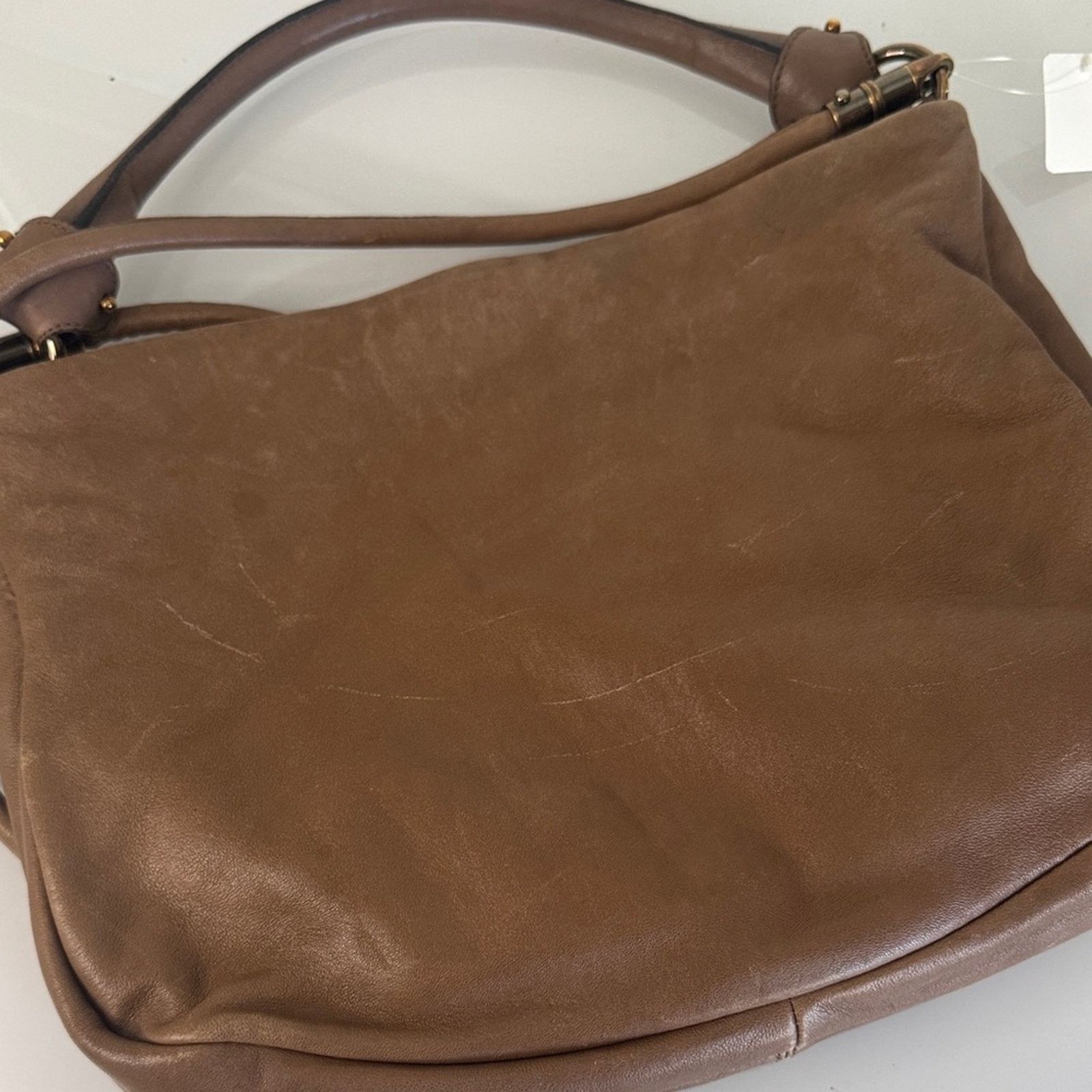 Salvatore Ferragamo Salvatore Ferragamo Vintage Gancini Leather Hobo Bag – Tan Size ONE SIZE - 4 Thumbnail