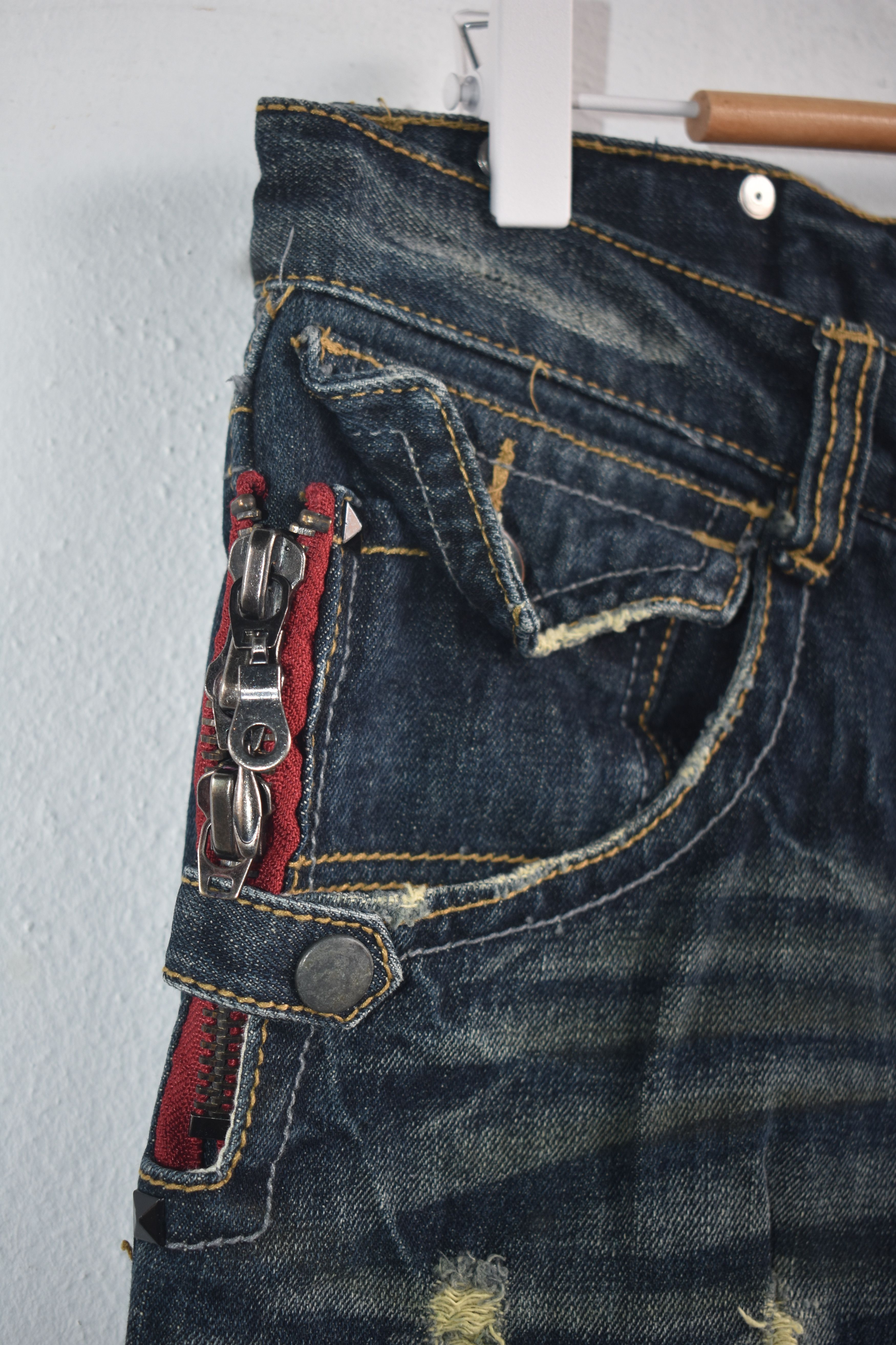 If Six Was Nine × Japanese Brand × semanticdesign SICK💰 Japanese Semantic Design Flared Jeans Punk W32 Size US 29 - 6 Thumbnail