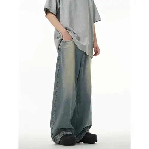 Japanese Brand High street washed straight baggy jeans Size US 30 / EU 46 - 4 Thumbnail
