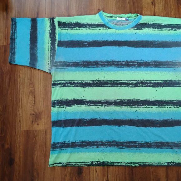Other Vintage 90s Big Kanaka Island Gear Striped Neon T-Shirt Size US XXL / EU 58 / 5 - 2 Thumbnail