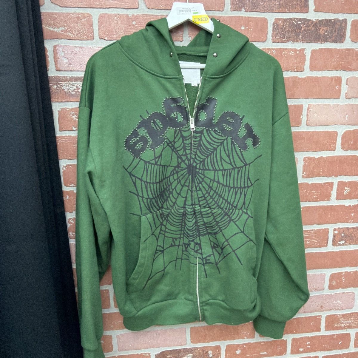 Sp5der Sp5der Worldwide GreenZip Up Studded Hoodie Size M Worn Once Size US M / EU 48-50 / 2 - 10 Thumbnail
