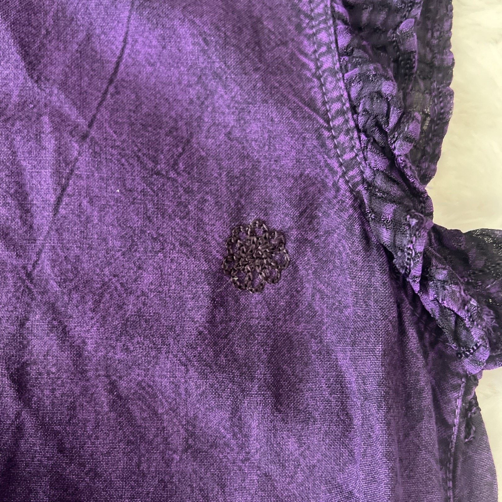 Other Braja Embroidered Top Blouse Sz M Purple Short Sleeve Size M / US 6-8 / IT 42-44 - 5 Thumbnail