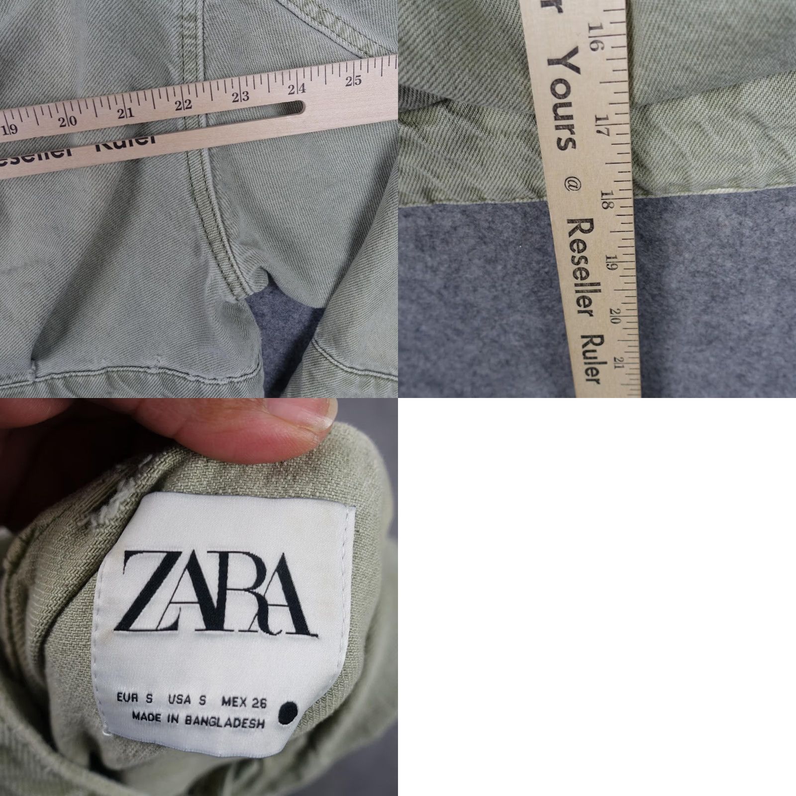 Zara VINTAGE Zara Jacket Womens Small Green Hooded Cropped Twill Snap Front Utility Pockets Size S / US 4 / IT 40 - 9 Thumbnail
