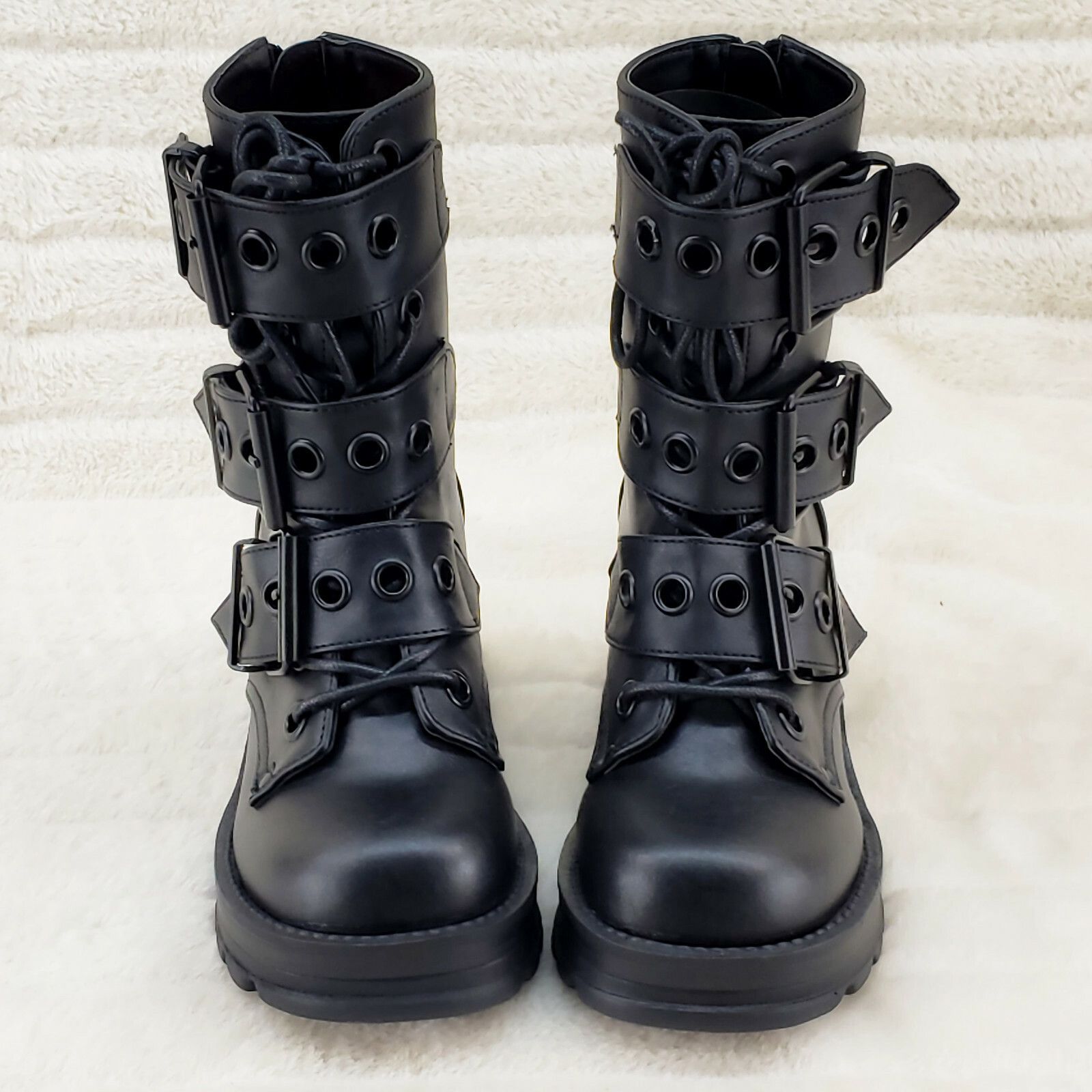 Demonia Cult DEMONIA Bratty 118 Buckle Strap Biker Goth Punk Lace Up Ankl Size US 9 / IT 39 - 2 Thumbnail