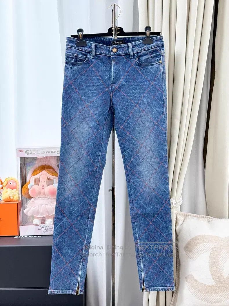 Chanel Chanel Colored line diamond plaid denim trousers Size 25" / US 0 / IT 36 - 7 Thumbnail