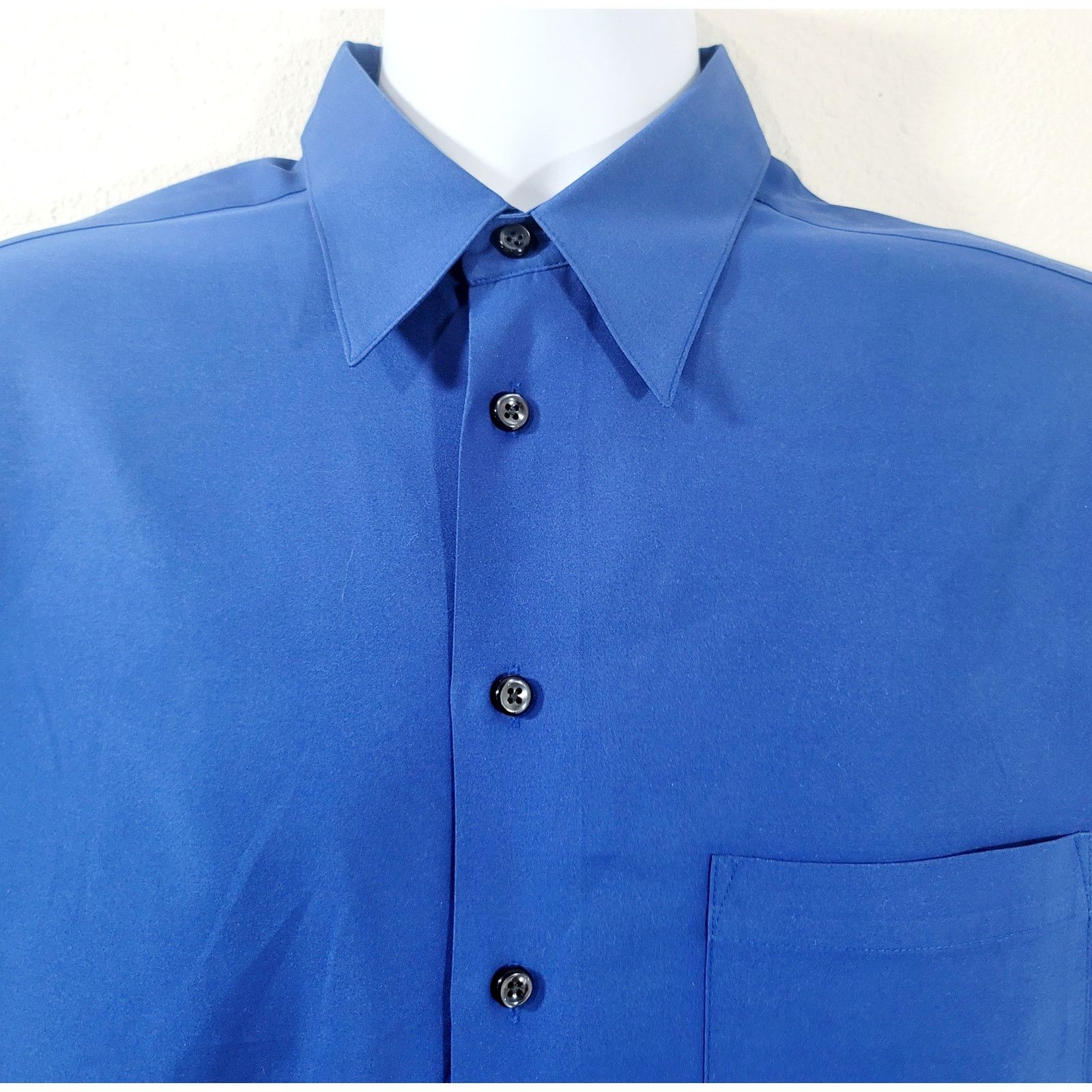 Murano Murano Sueded Blue Button Up Pointed Collar Shirt Medium Size US M / EU 48-50 / 2 - 6 Thumbnail