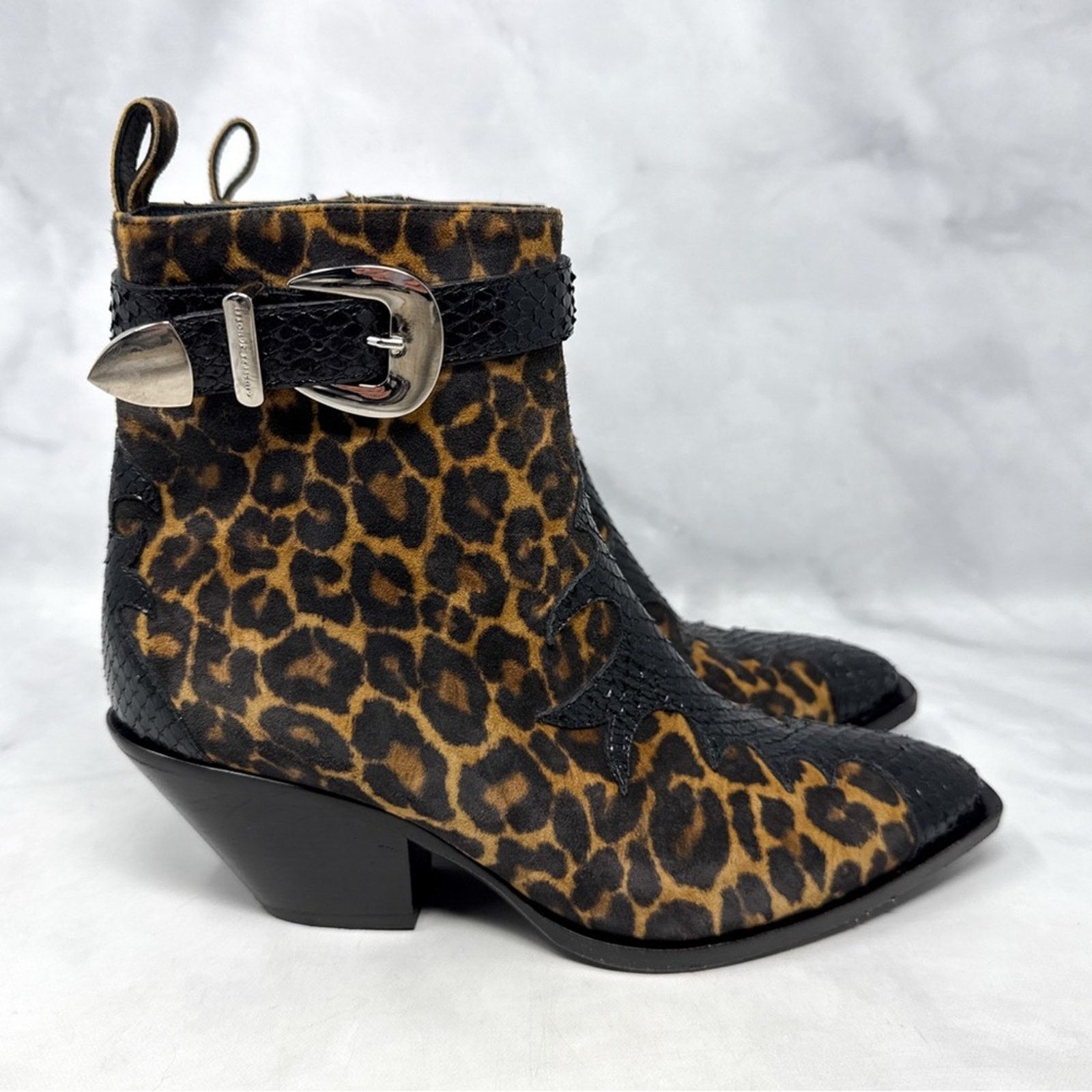 Giuseppe Zanotti Giuseppe Zanotti Leopard Suede Snakeskin Leather Ankle Boots Size US 7.5 / IT 37.5 - 2 Thumbnail