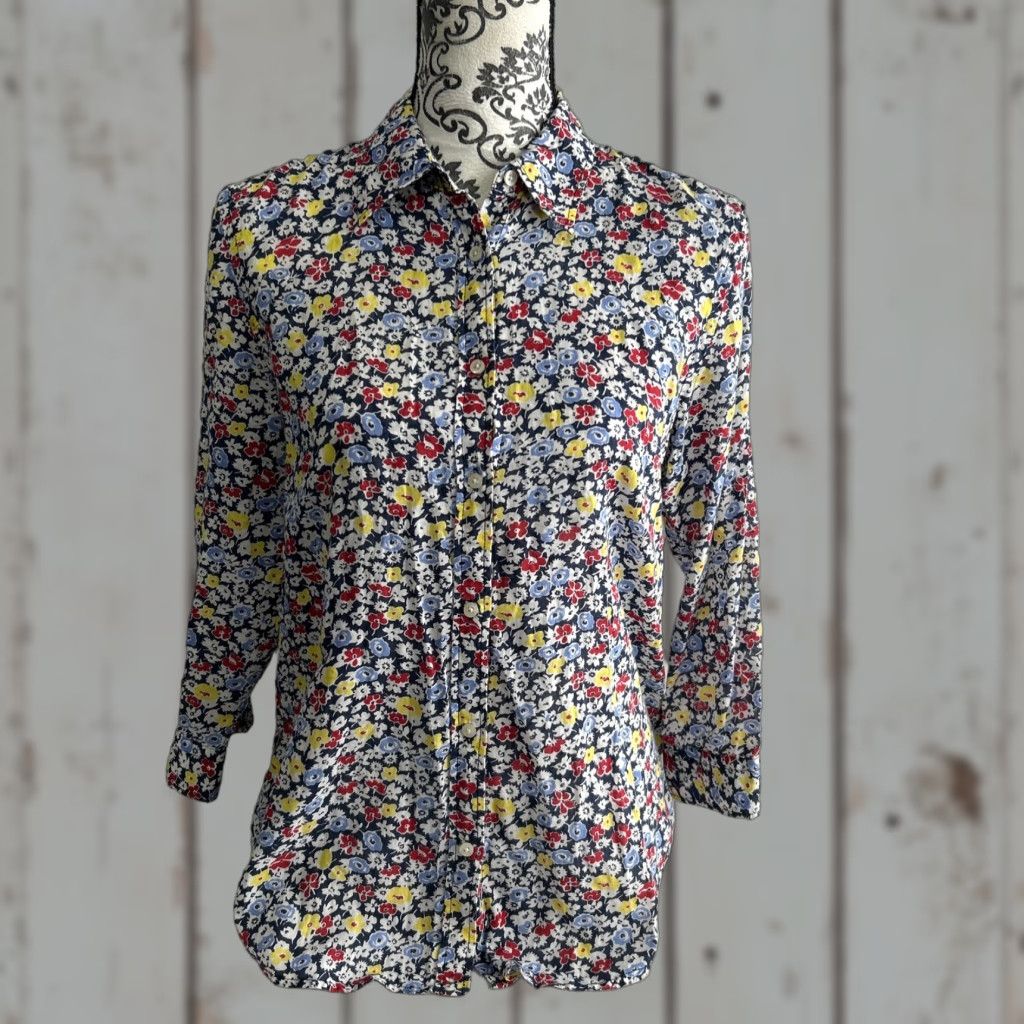Ralph Lauren Ralph Lauren Cotton Button Down Blouse 3/4 Sleeve Size M Colorful Floral Women’s Size M / US 6-8 / IT 42-44 - 1 Thumbnail