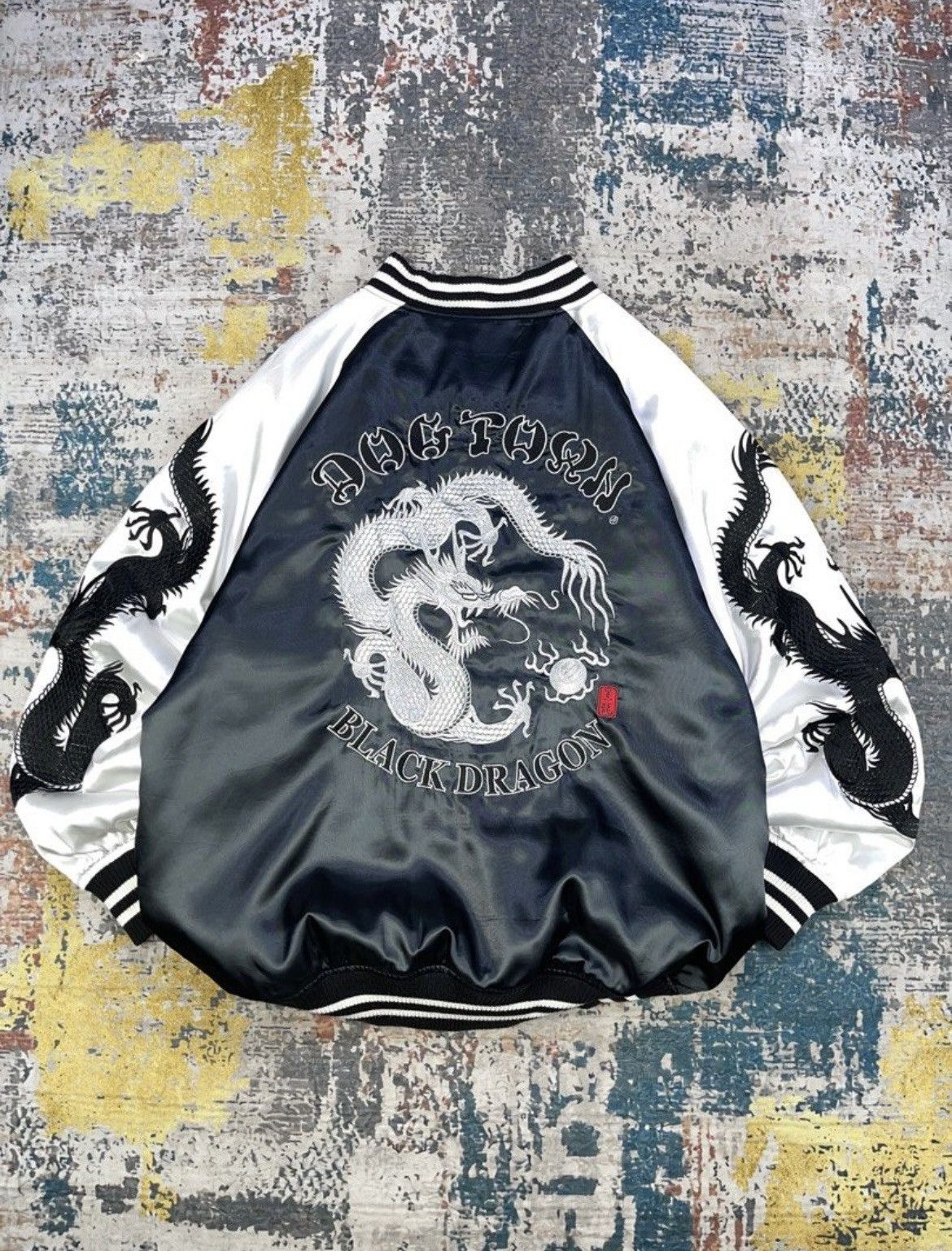 dog town BLACK DRAGON スカジャン X-LARGE RARE Vintage 90s Dog Town Black Dragon Sukajan Jacket Dog